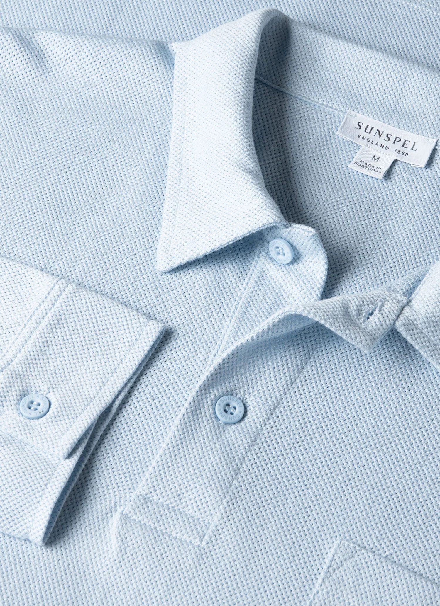 Men's Long Sleeve Riviera Polo Shirt in Frost Blue - Image 4