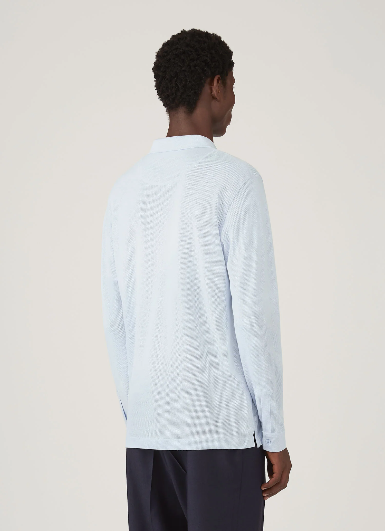 Men's Long Sleeve Riviera Polo Shirt in Frost Blue - Image 5