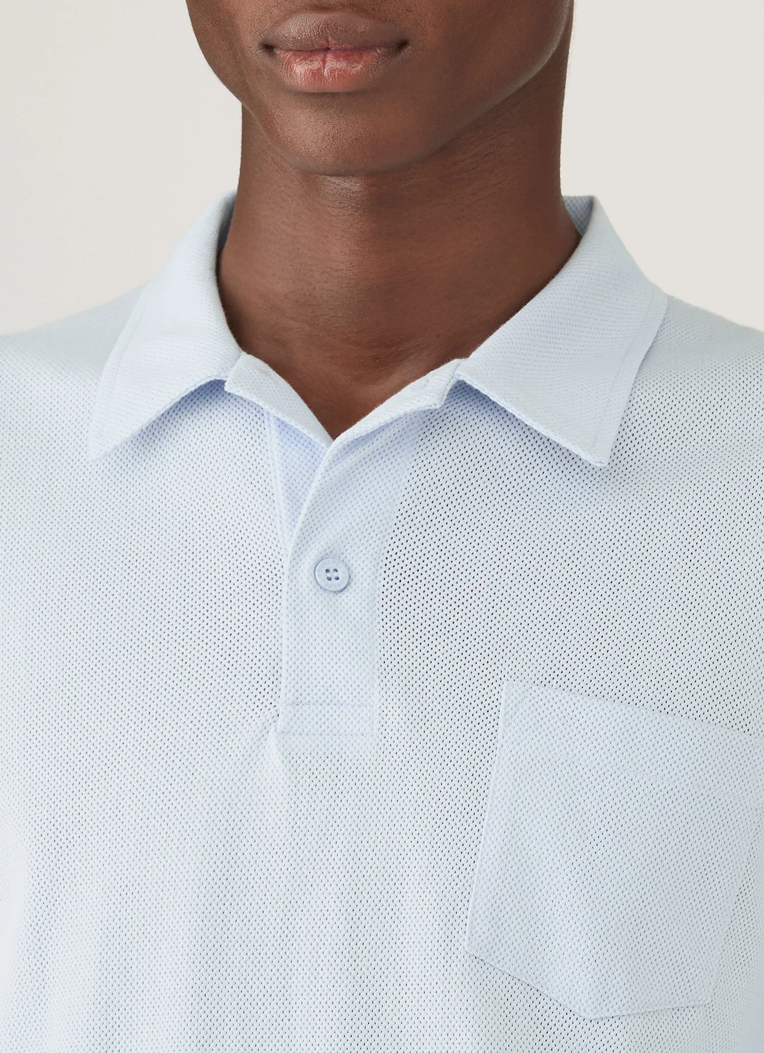 Men's Long Sleeve Riviera Polo Shirt in Frost Blue - Image 6