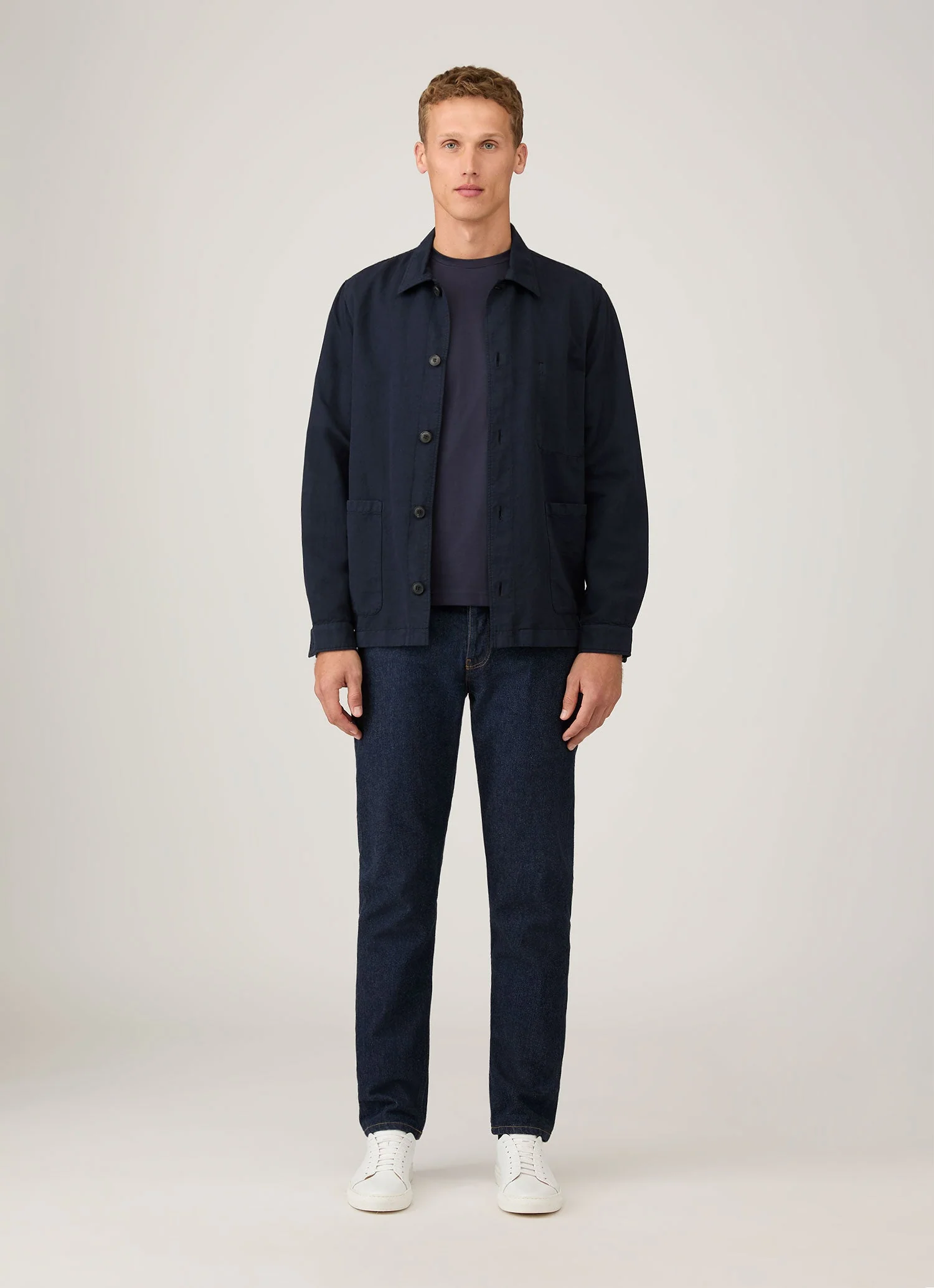 Men's Long Sleeve Riviera T-shirt in Navy - Image 3