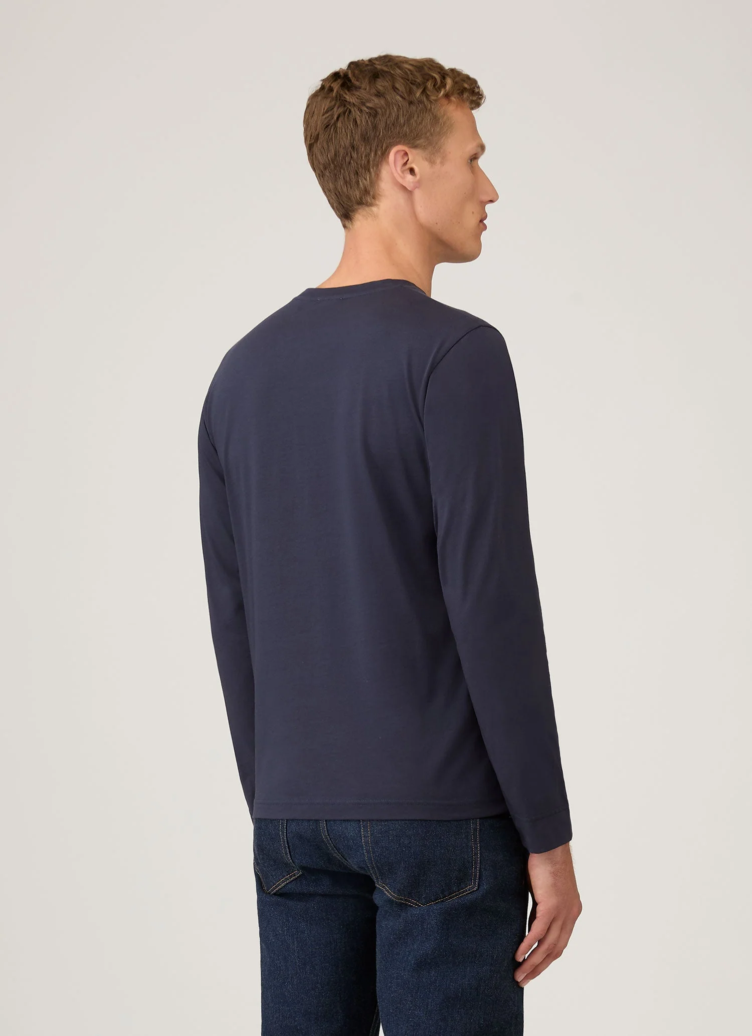 Men's Long Sleeve Riviera T-shirt in Navy - Image 5