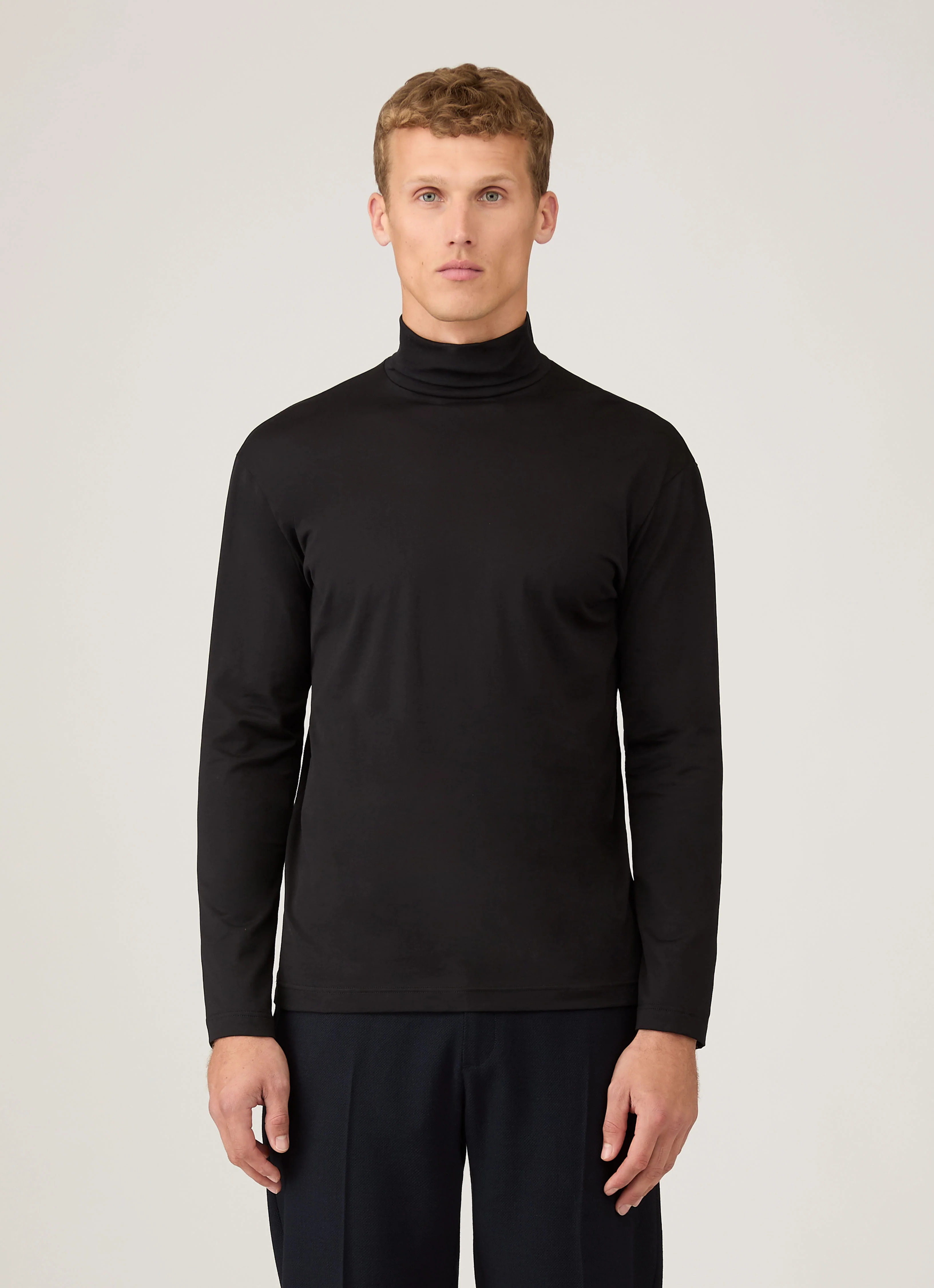 Men's Long Sleeve Roll Neck in Black - Image 2