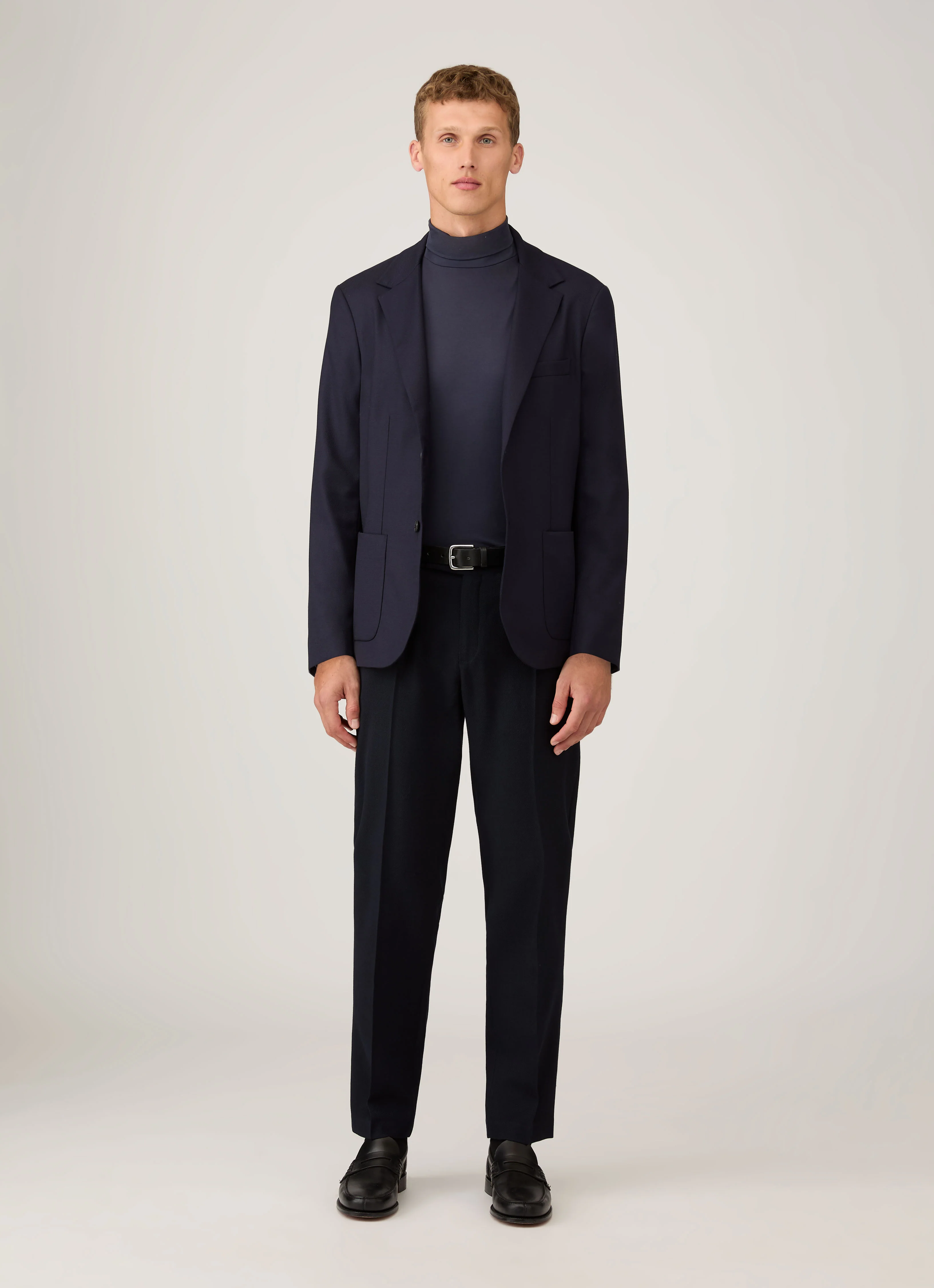 Men's Long Sleeve Roll Neck in Navy - Image 3