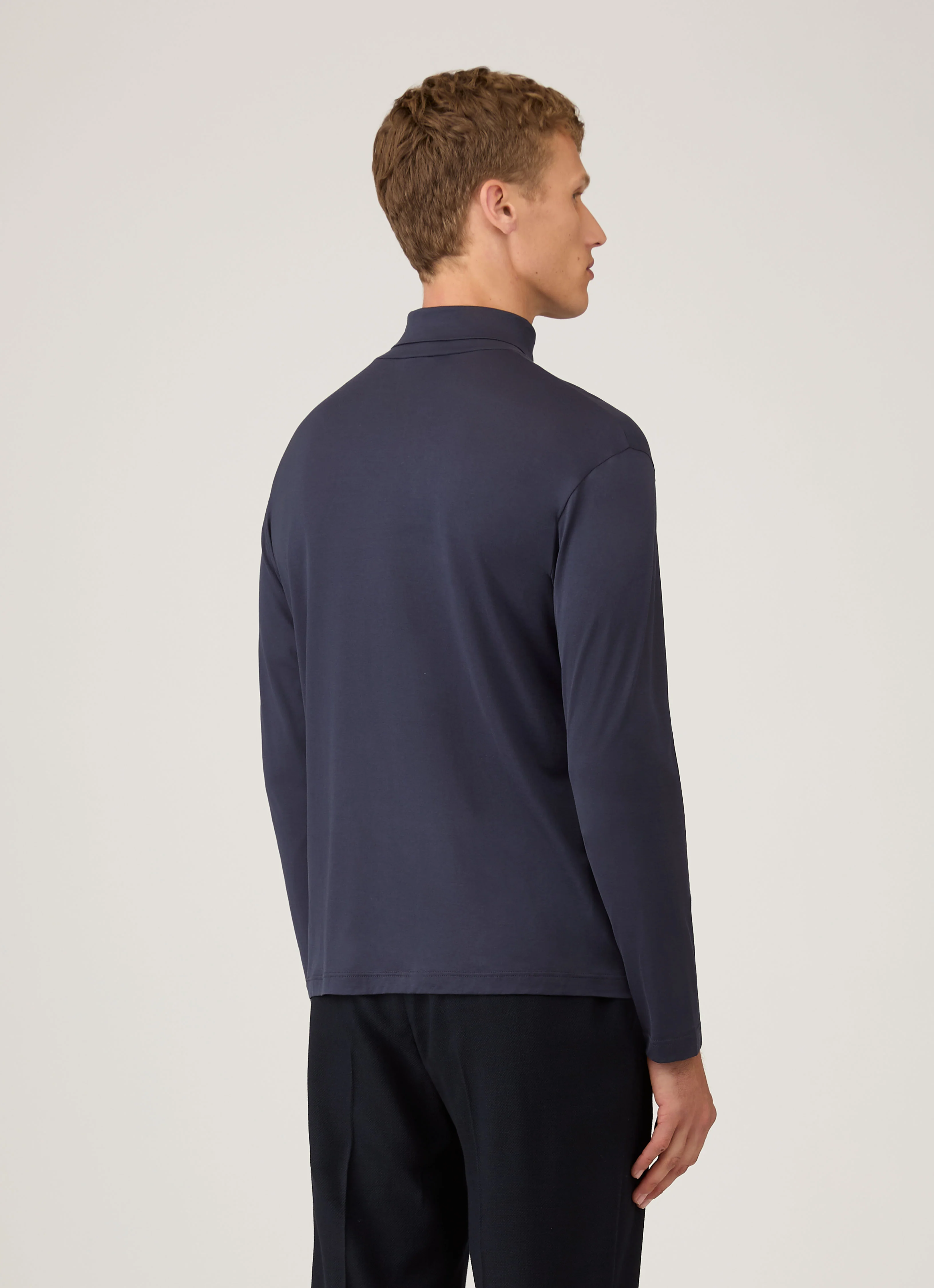 Men's Long Sleeve Roll Neck in Navy - Image 5
