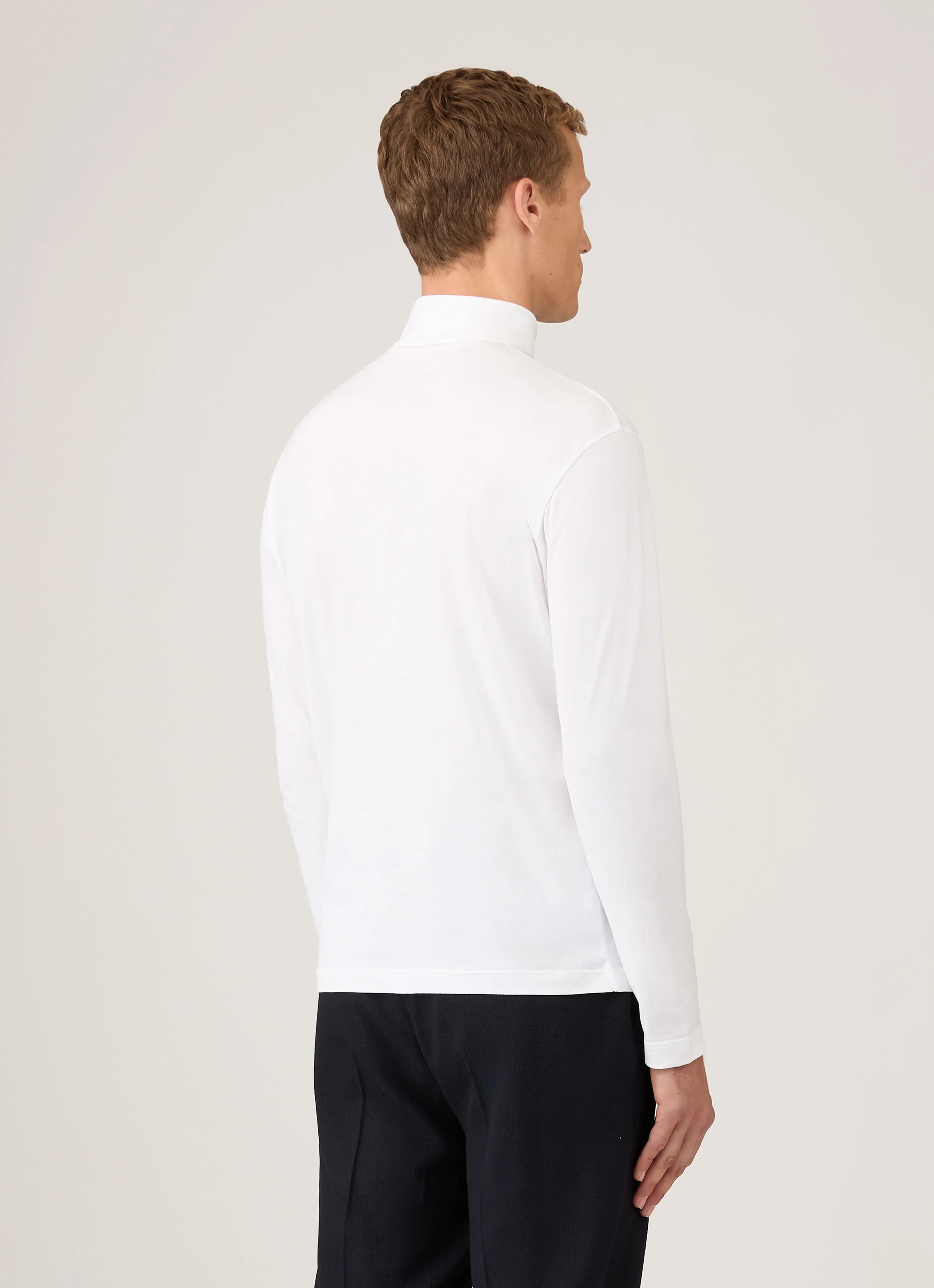 Men's Long Sleeve Roll Neck in White - Image 4