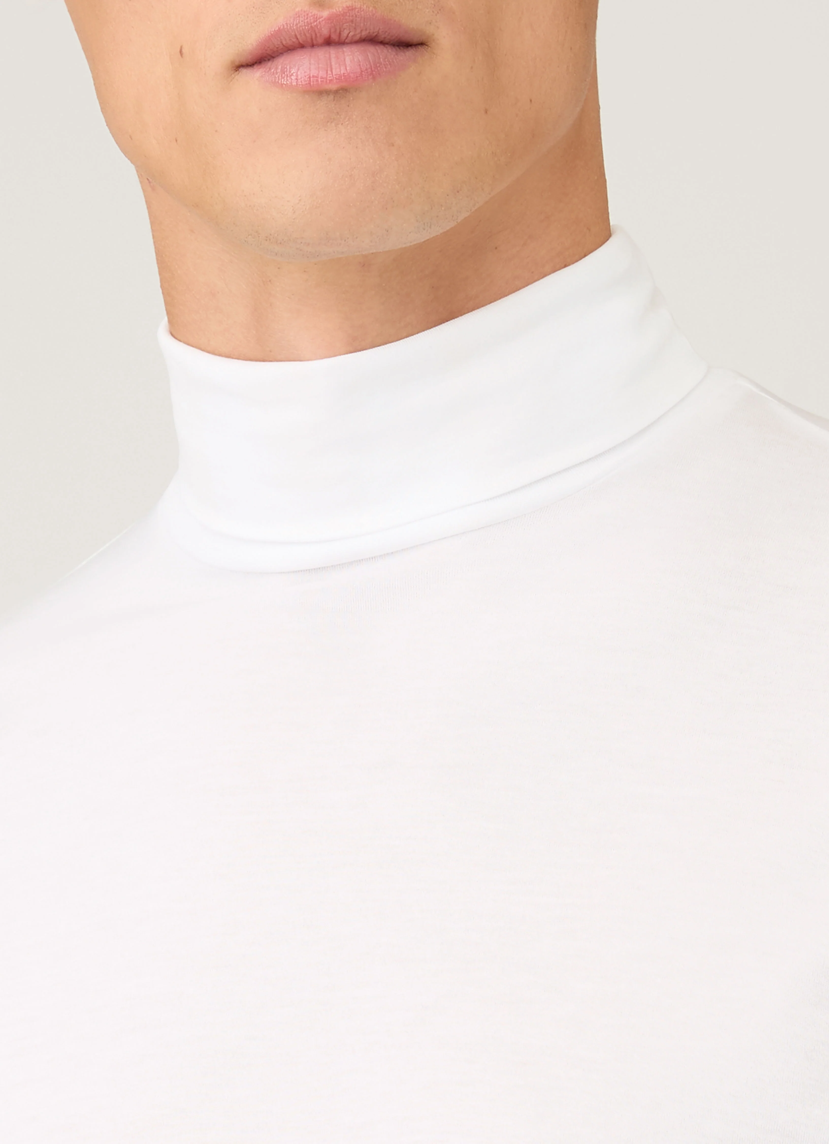 Men's Long Sleeve Roll Neck in White - Image 5