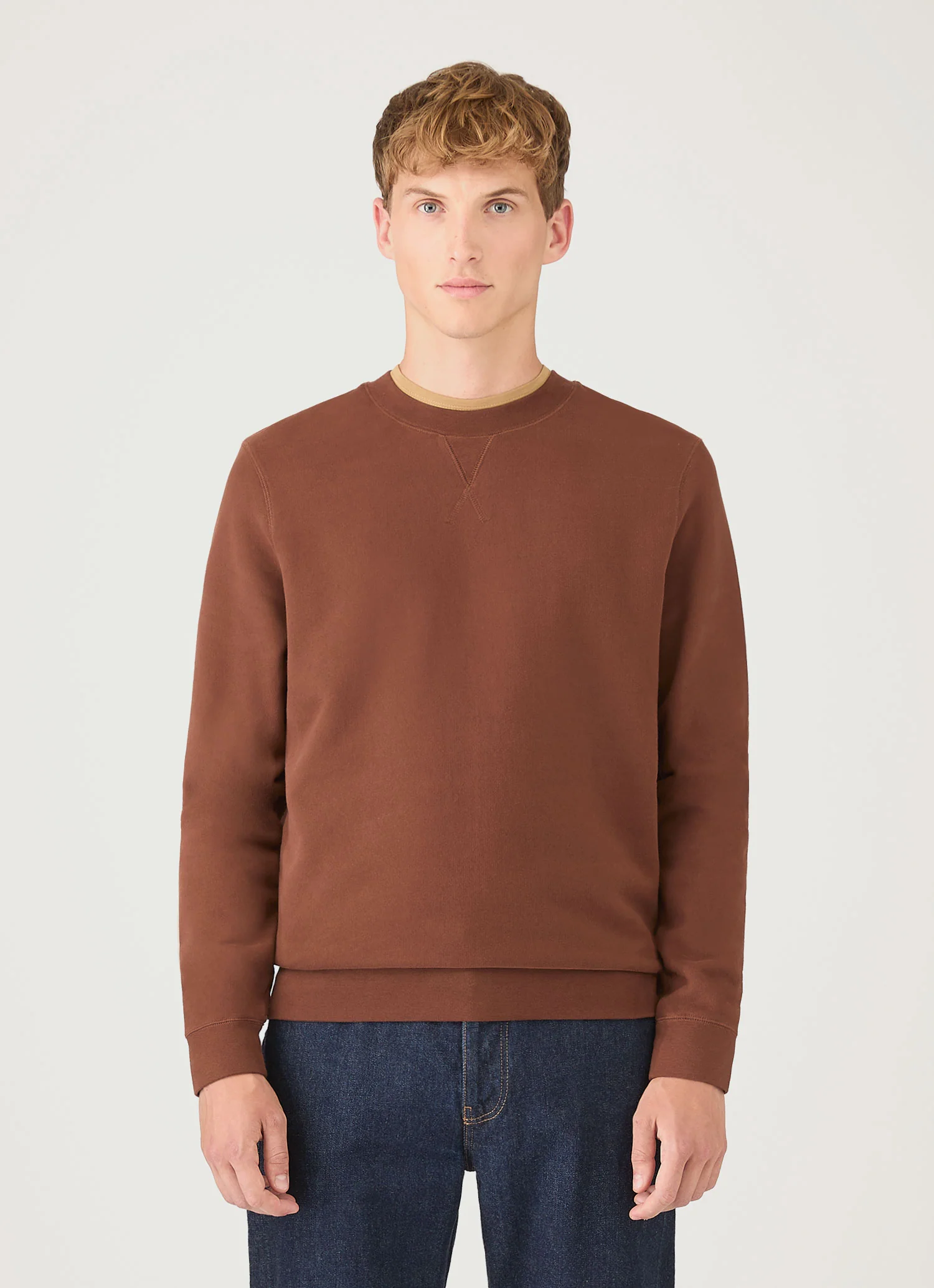 Men's Loopback Sweatshirt in Conker Brown - Image 2