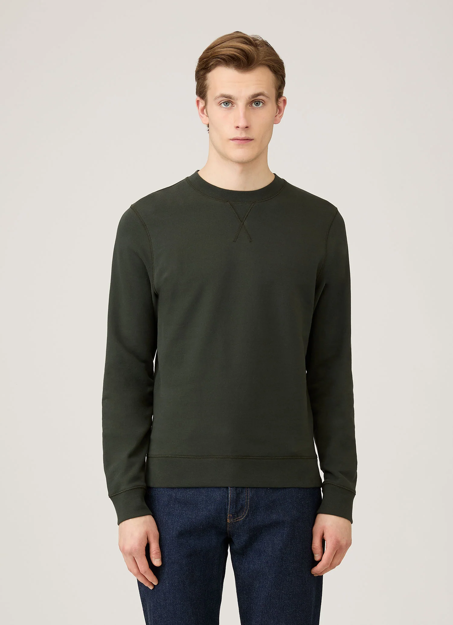 Men's Loopback Sweatshirt in Dark Green - Image 2