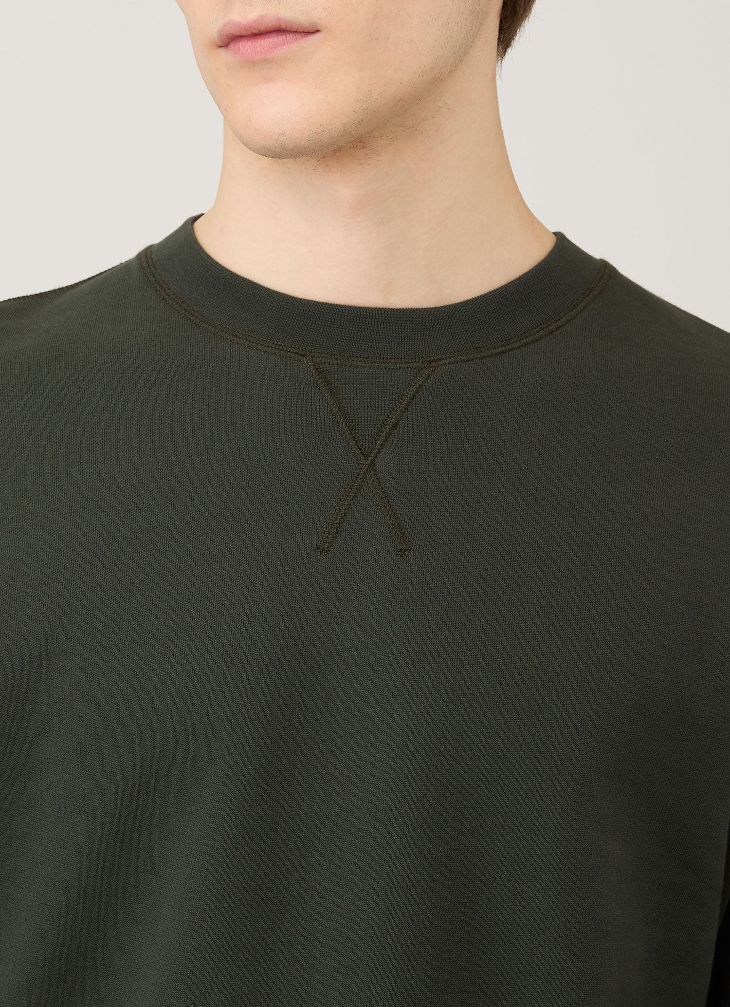Men's Loopback Sweatshirt in Dark Green - Image 6