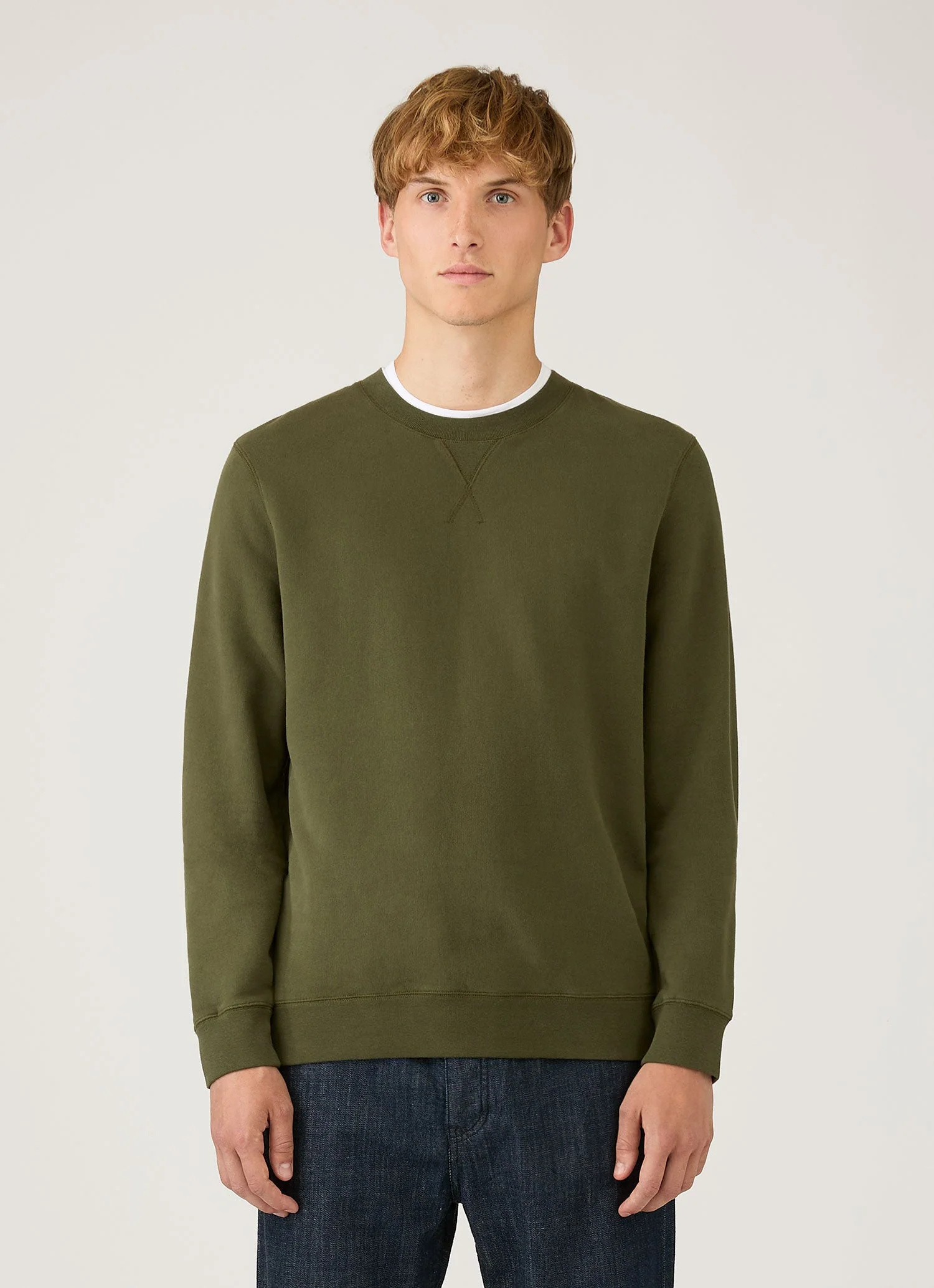 Men's Loopback Sweatshirt in Deep Olive - Image 2