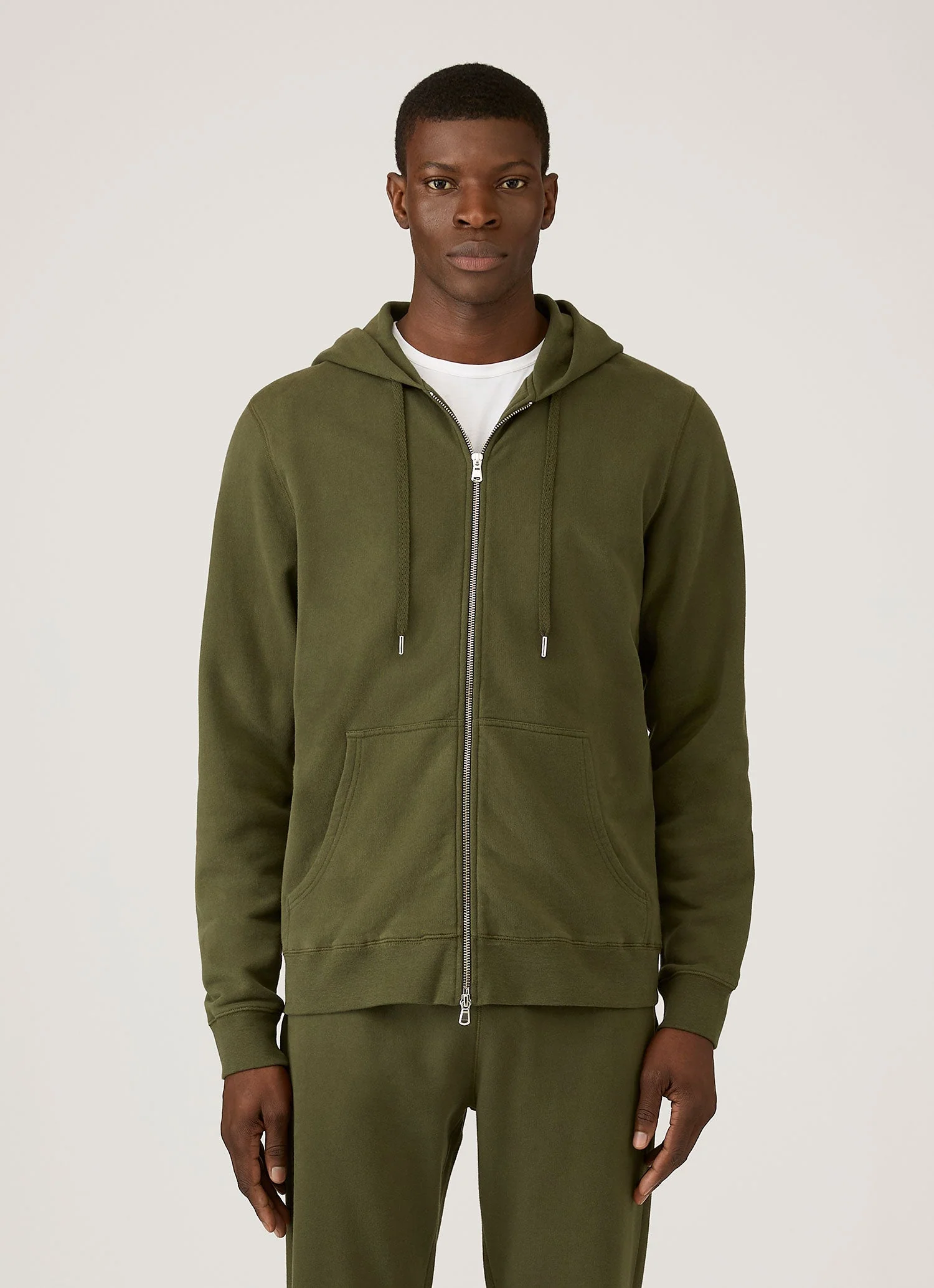 Men's Loopback Zip Hoodie in Deep Olive - Image 2