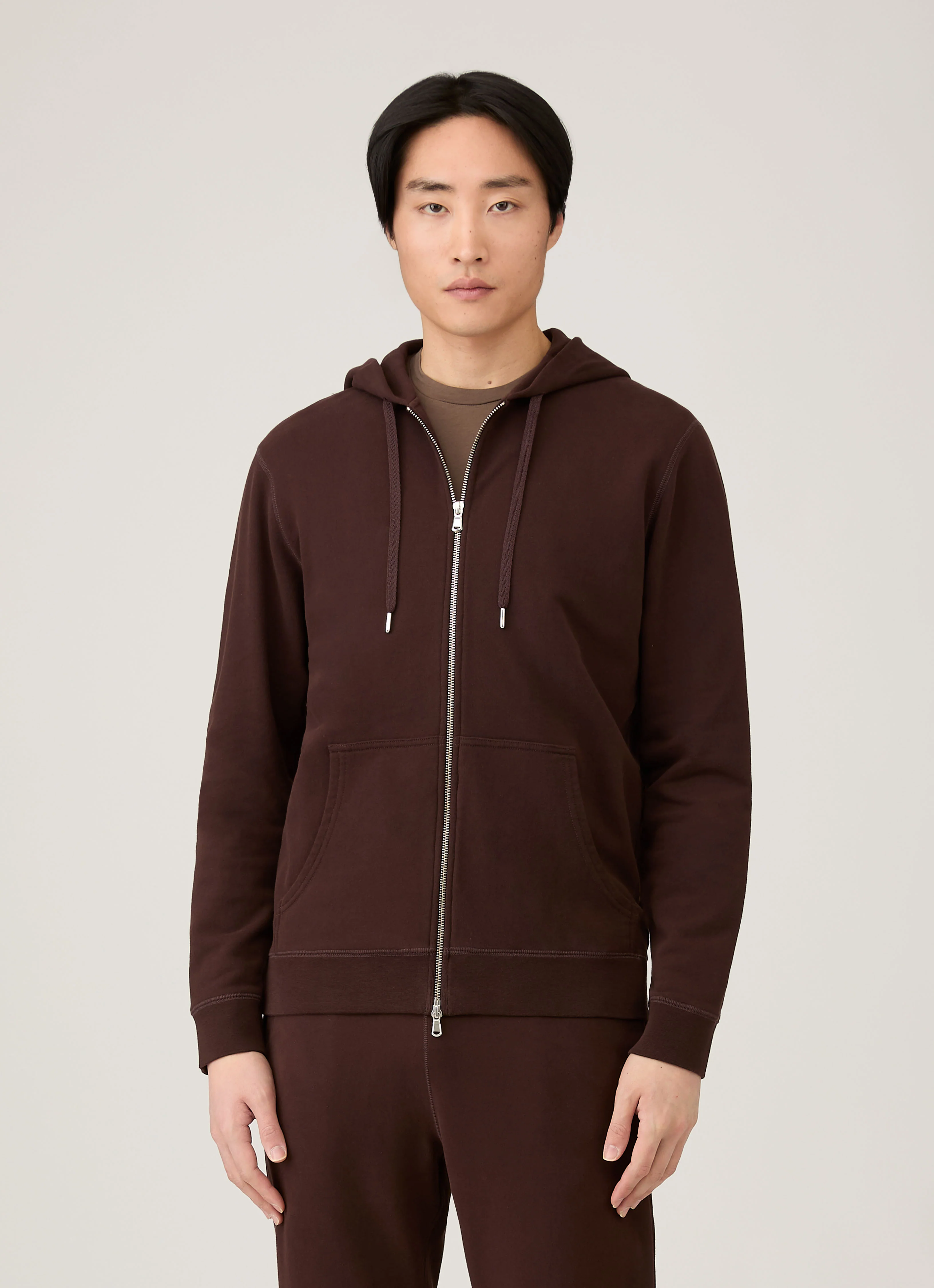 Men's Loopback Zip Hoodie in Truffle - Image 2