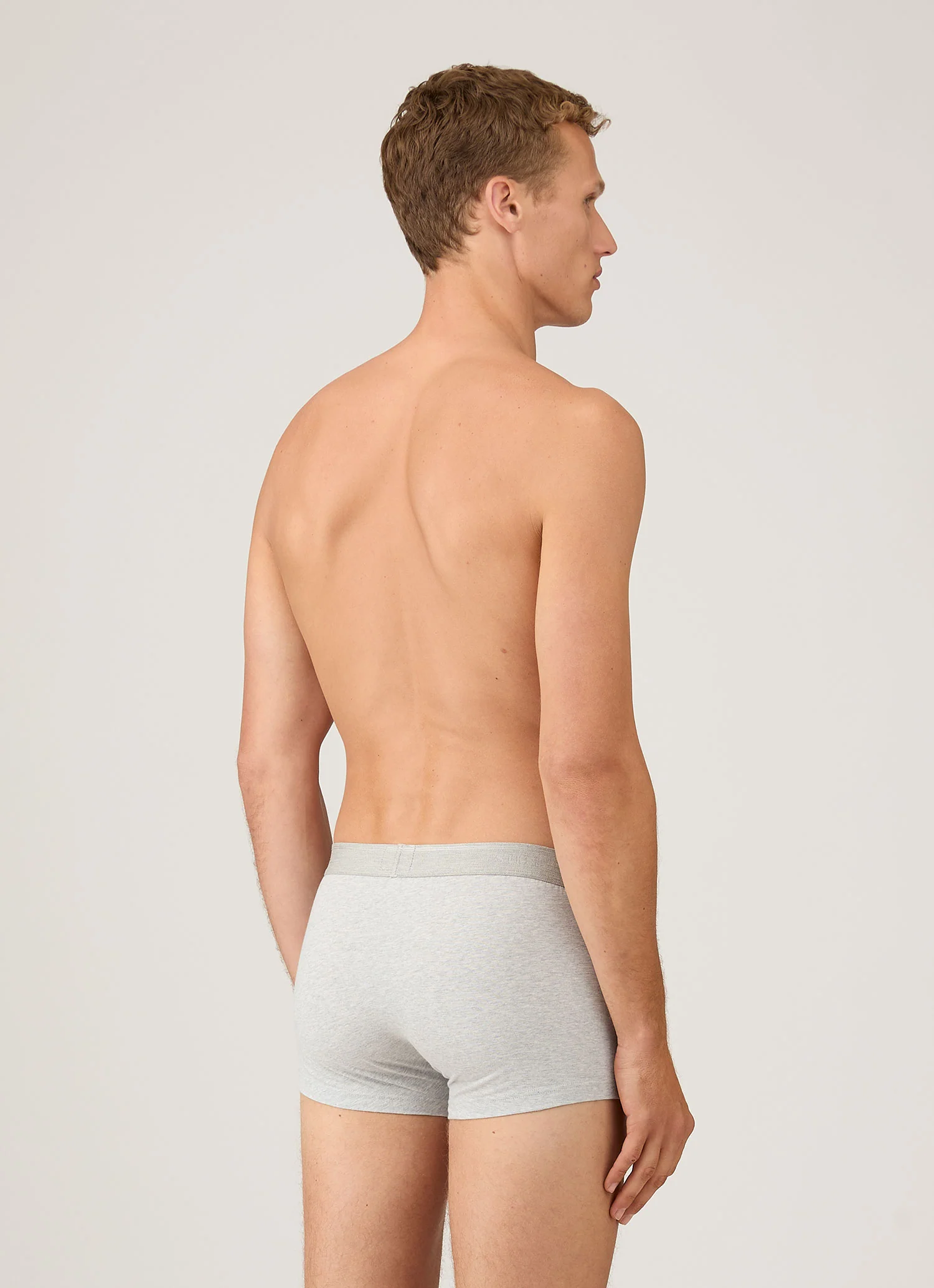 Men's Stretch Cotton Trunks 3-Pack in Grey Melange - Image 3