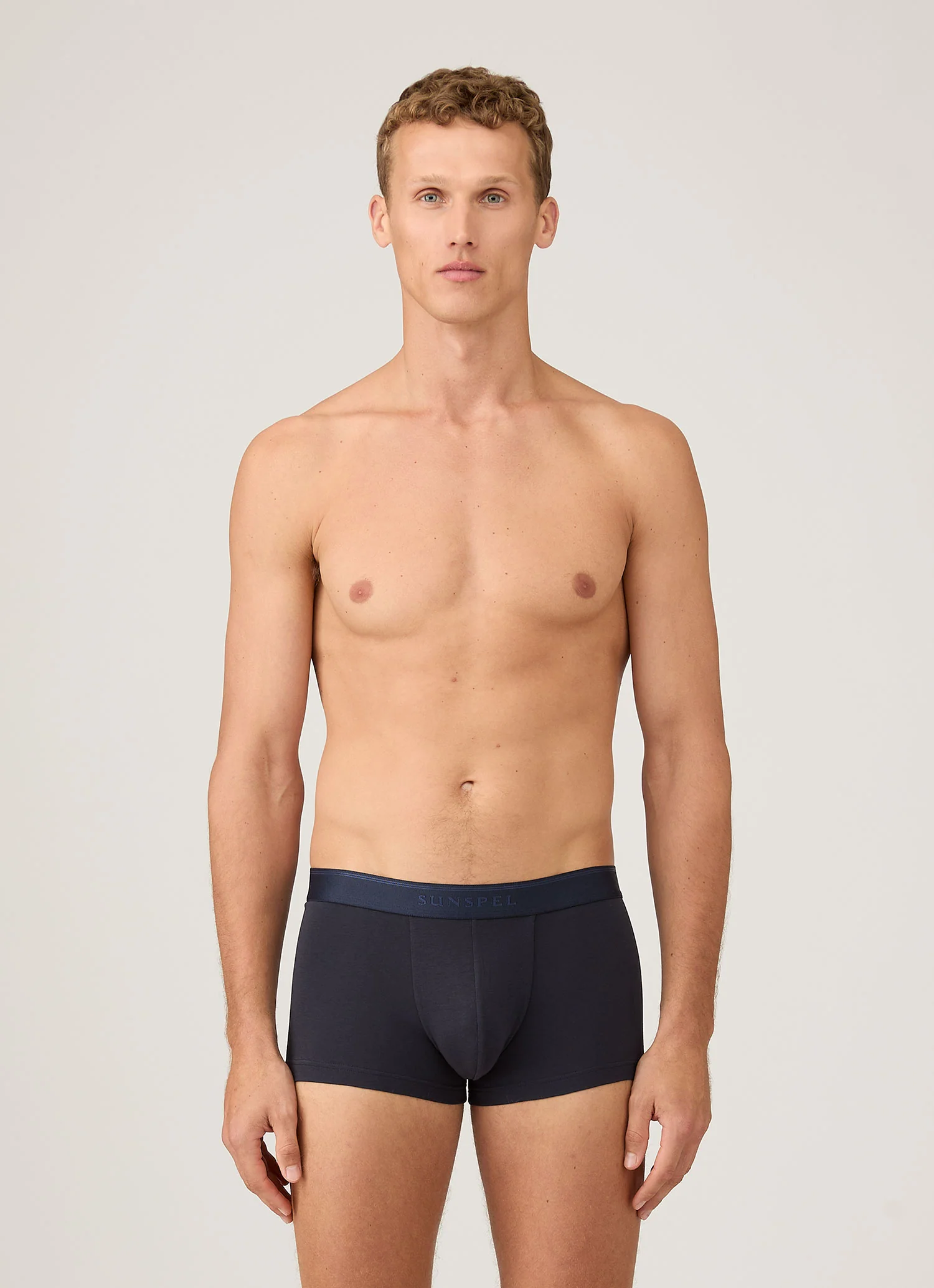 Men's Stretch Cotton Trunks 3-Pack in Navy - Image 2
