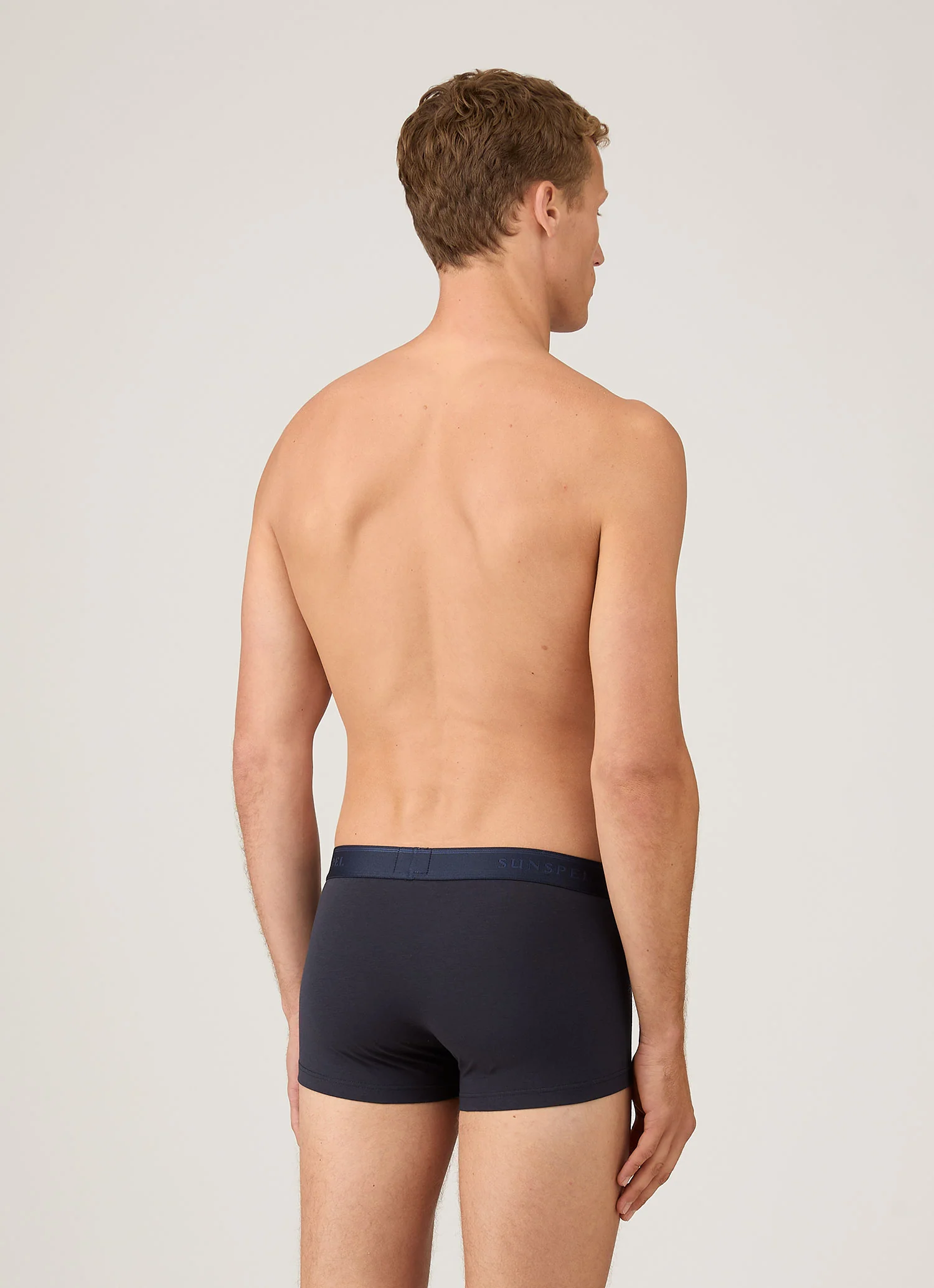 Men's Stretch Cotton Trunks 3-Pack in Navy - Image 3