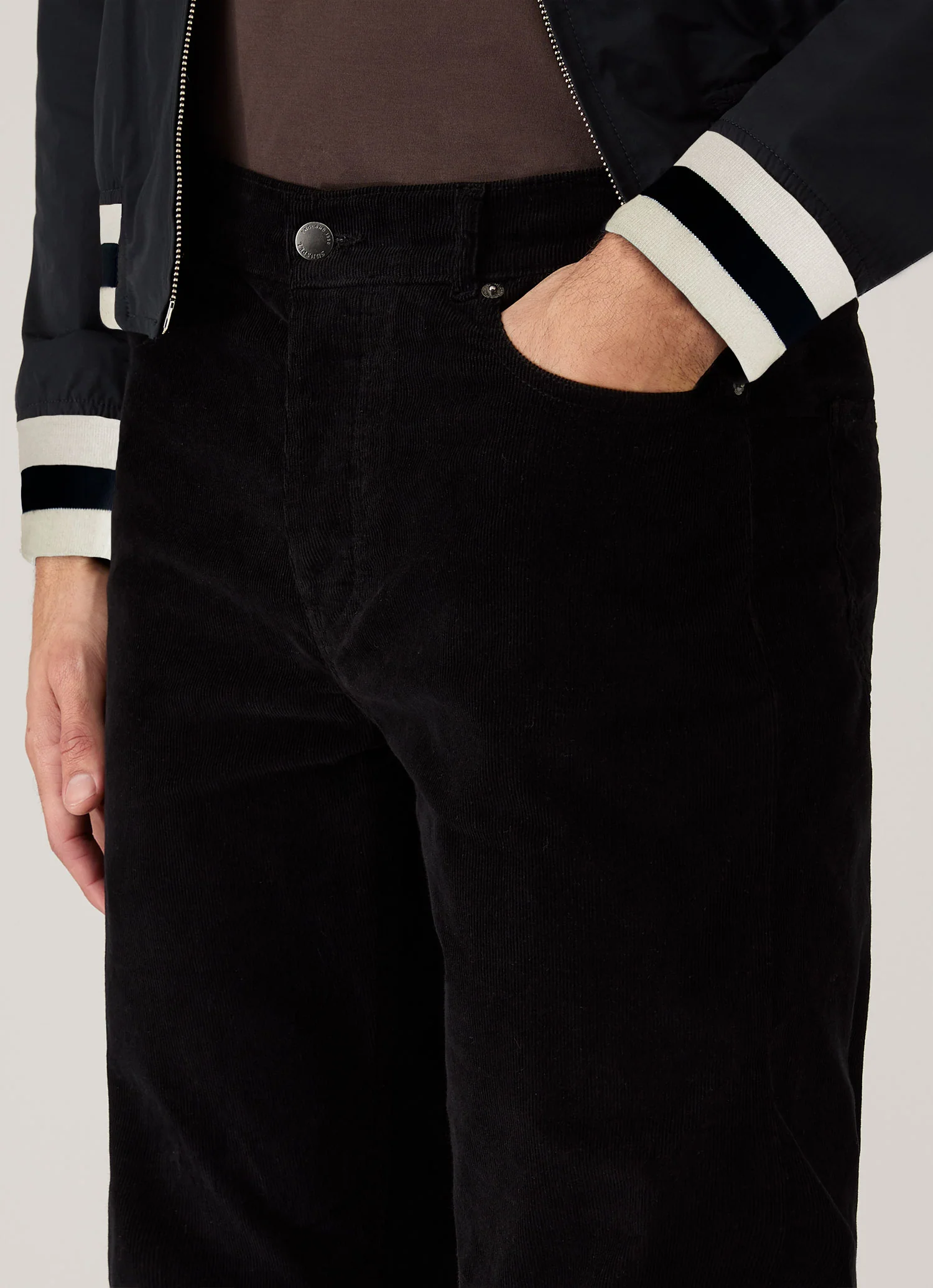 Men's Sunspel x Paul Weller Corduroy Trouser in Black - Image 6