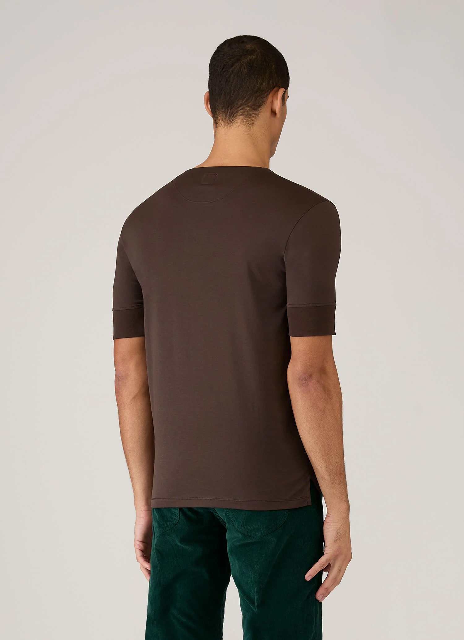 Men's Sunspel x Paul Weller Henley in Dark Brown - Image 5