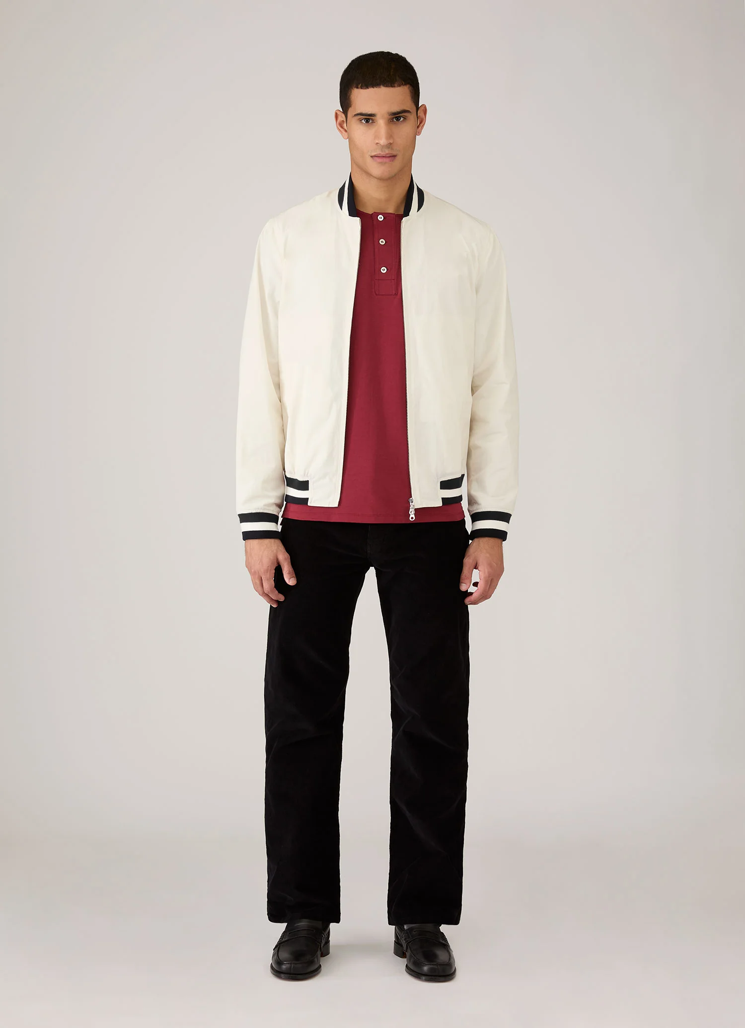 Men's Sunspel x Paul Weller Henley in Dark Cherry - Image 3