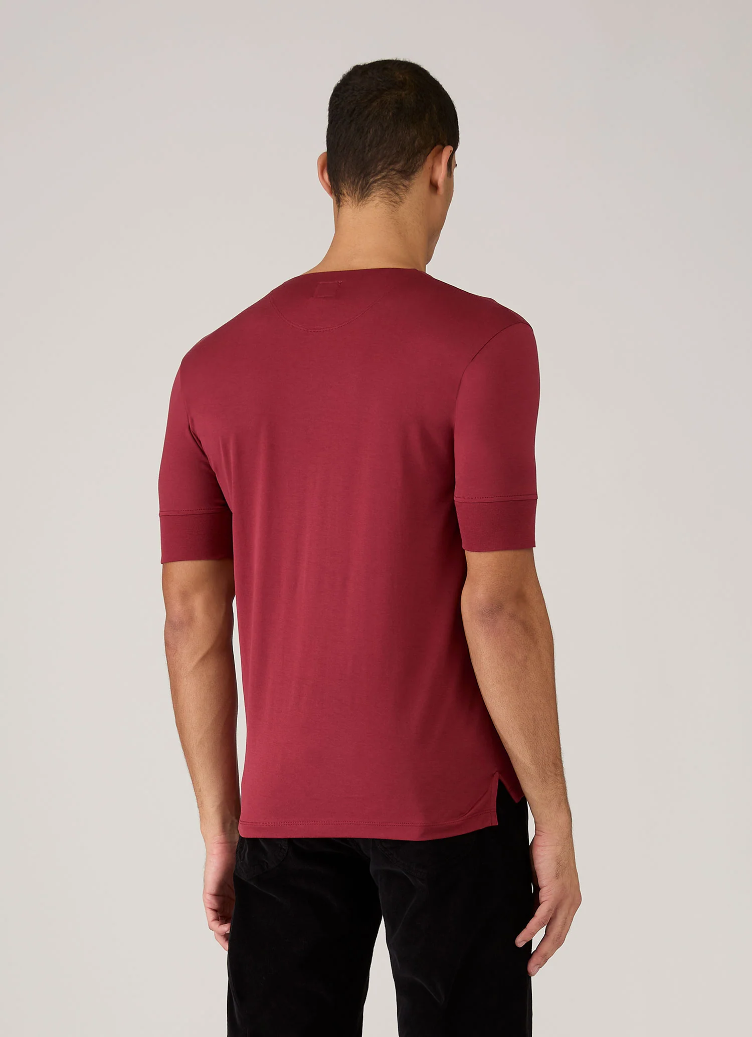 Men's Sunspel x Paul Weller Henley in Dark Cherry - Image 5