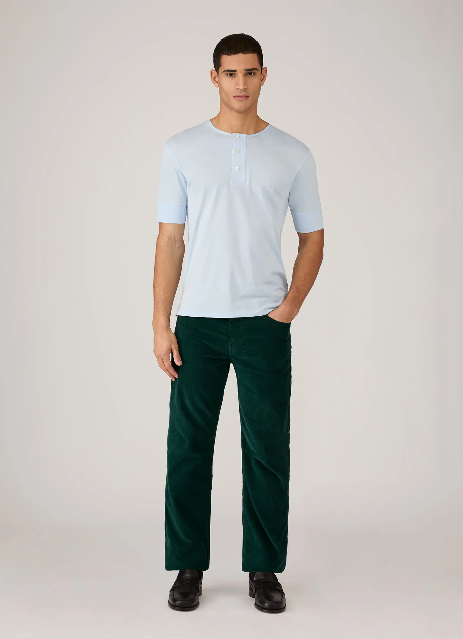 Men's Sunspel x Paul Weller Henley in Ice Blue - Image 3
