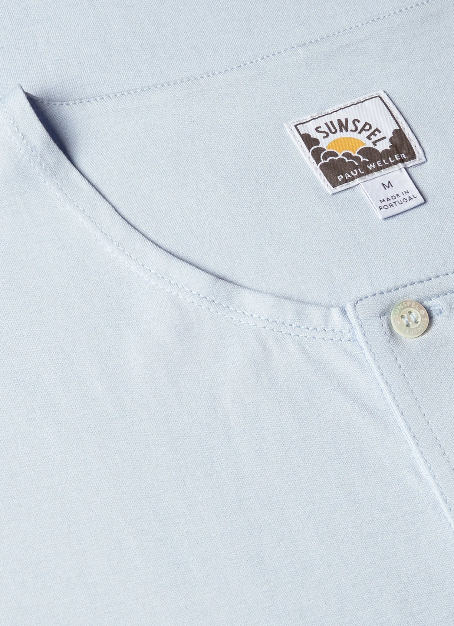 Men's Sunspel x Paul Weller Henley in Ice Blue - Image 4