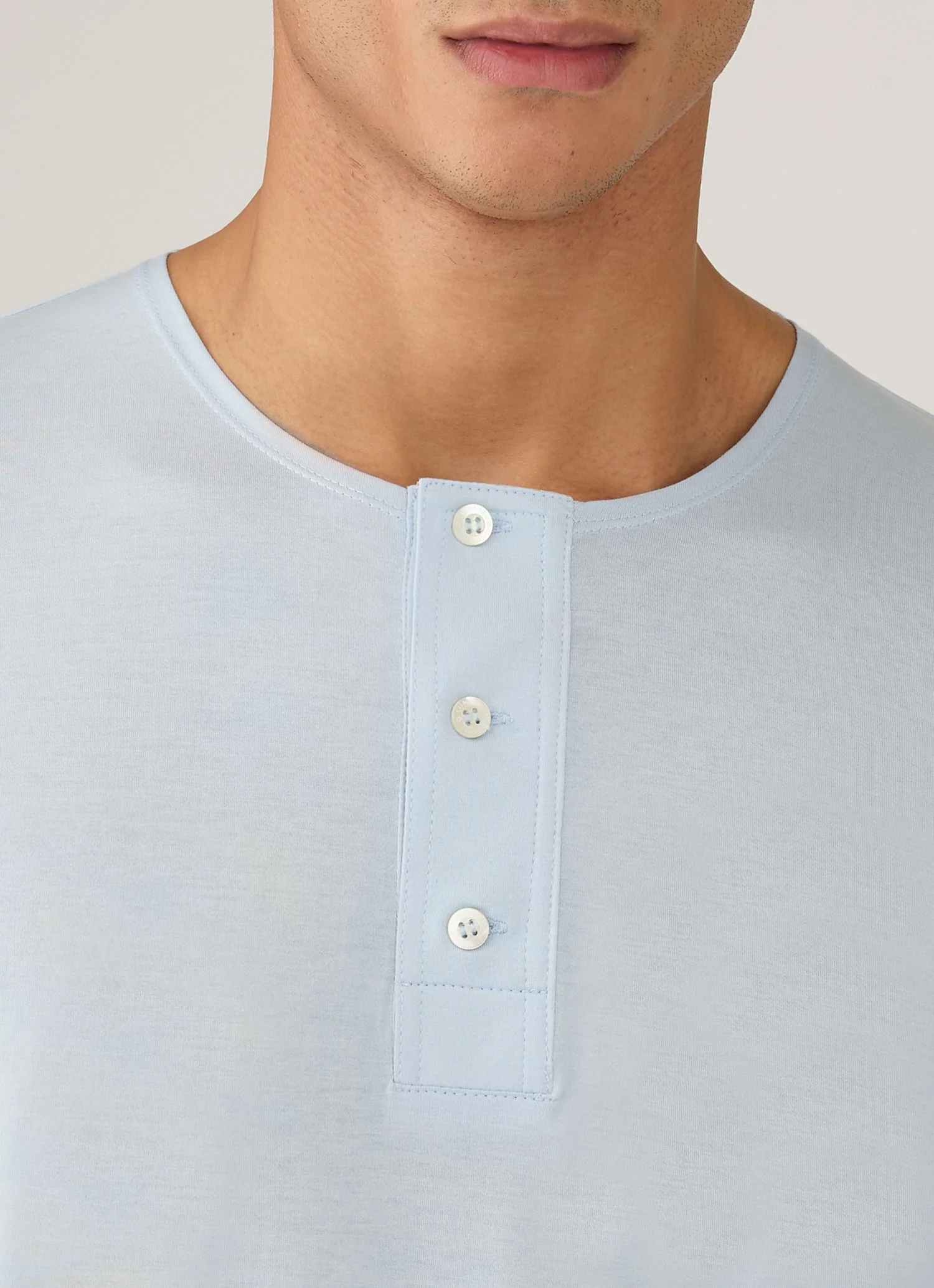 Men's Sunspel x Paul Weller Henley in Ice Blue - Image 6