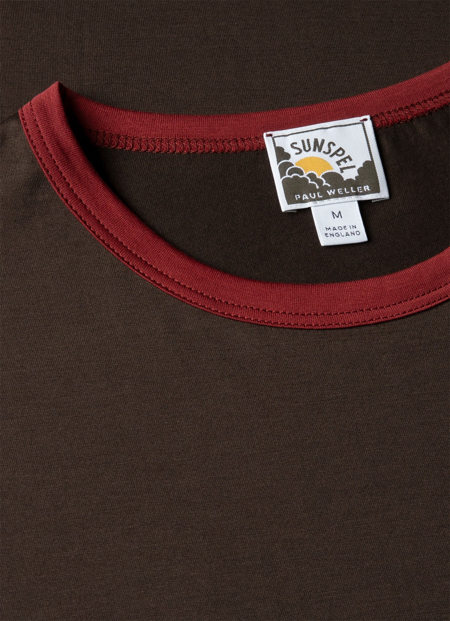 Men's Sunspel x Paul Weller Ringer T-shirt in Dark Brown - Image 4