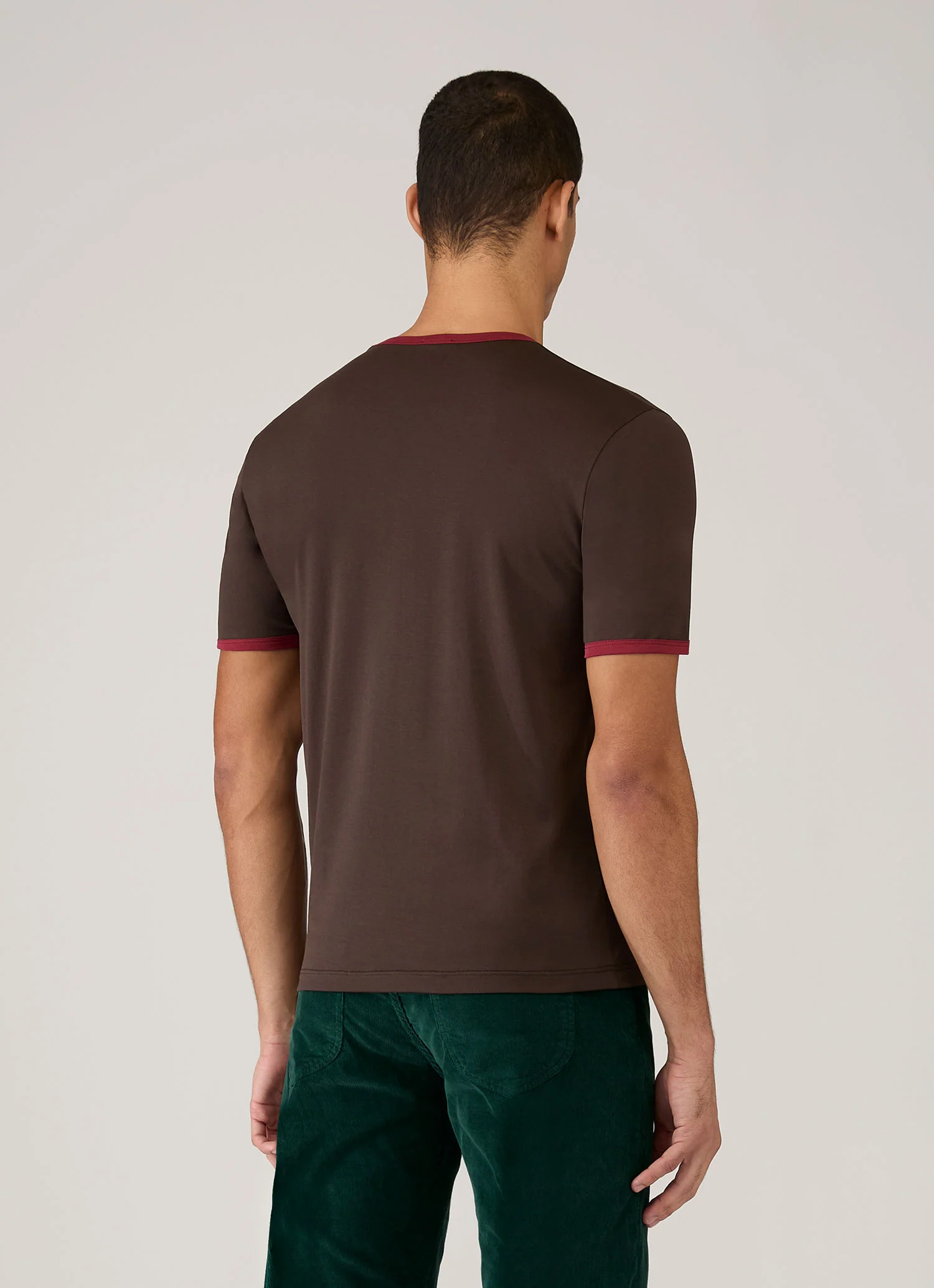 Men's Sunspel x Paul Weller Ringer T-shirt in Dark Brown - Image 5