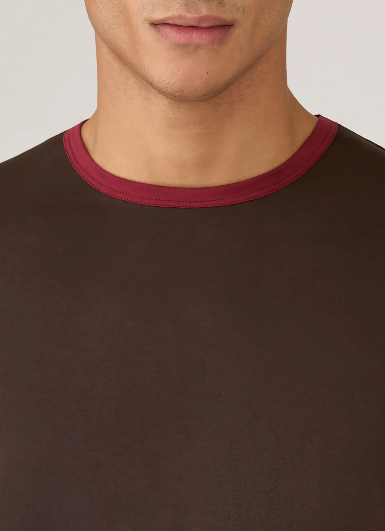 Men's Sunspel x Paul Weller Ringer T-shirt in Dark Brown - Image 6