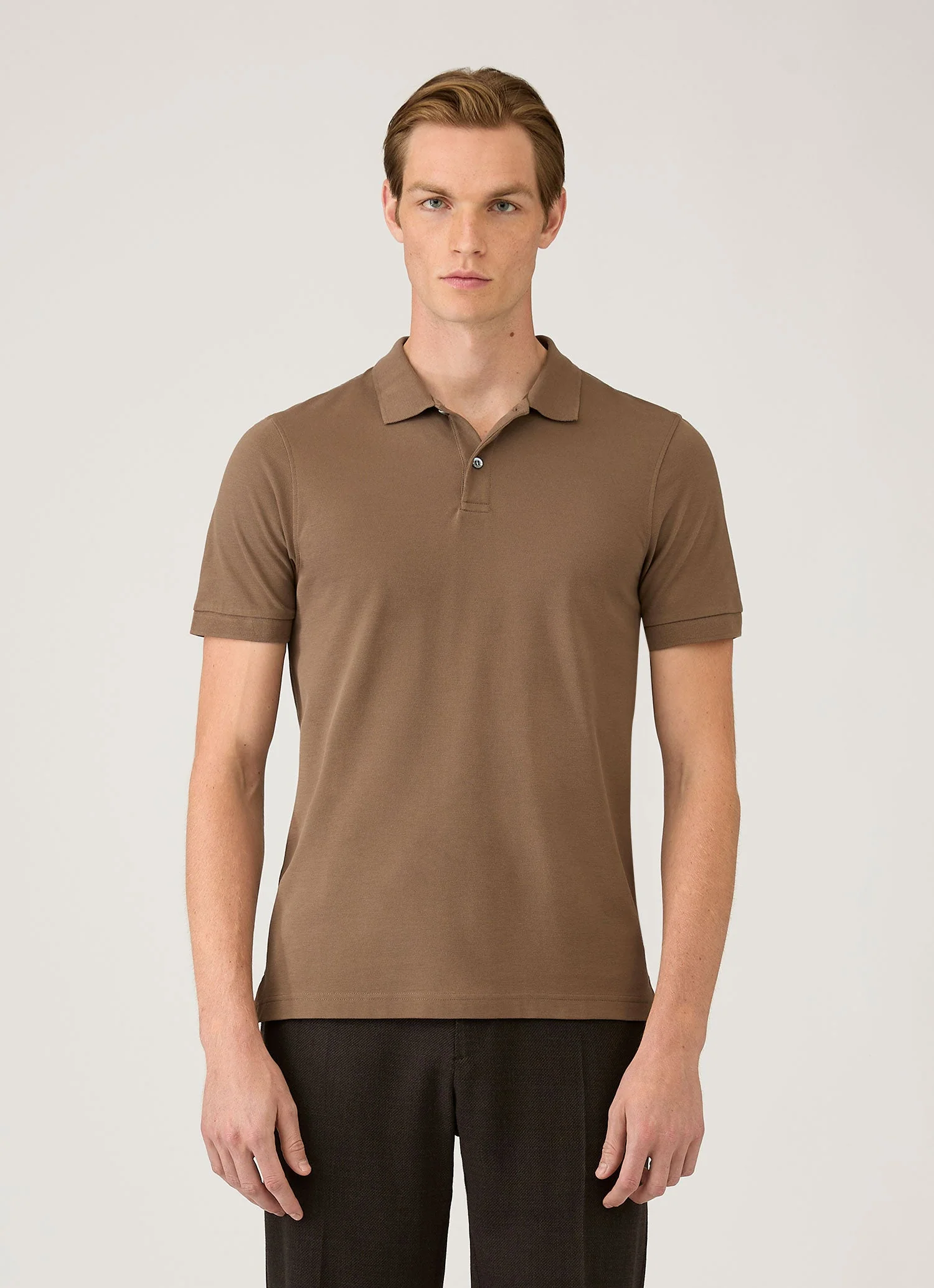 Men's Piqué Polo Shirt in Dark Cedar - Image 2