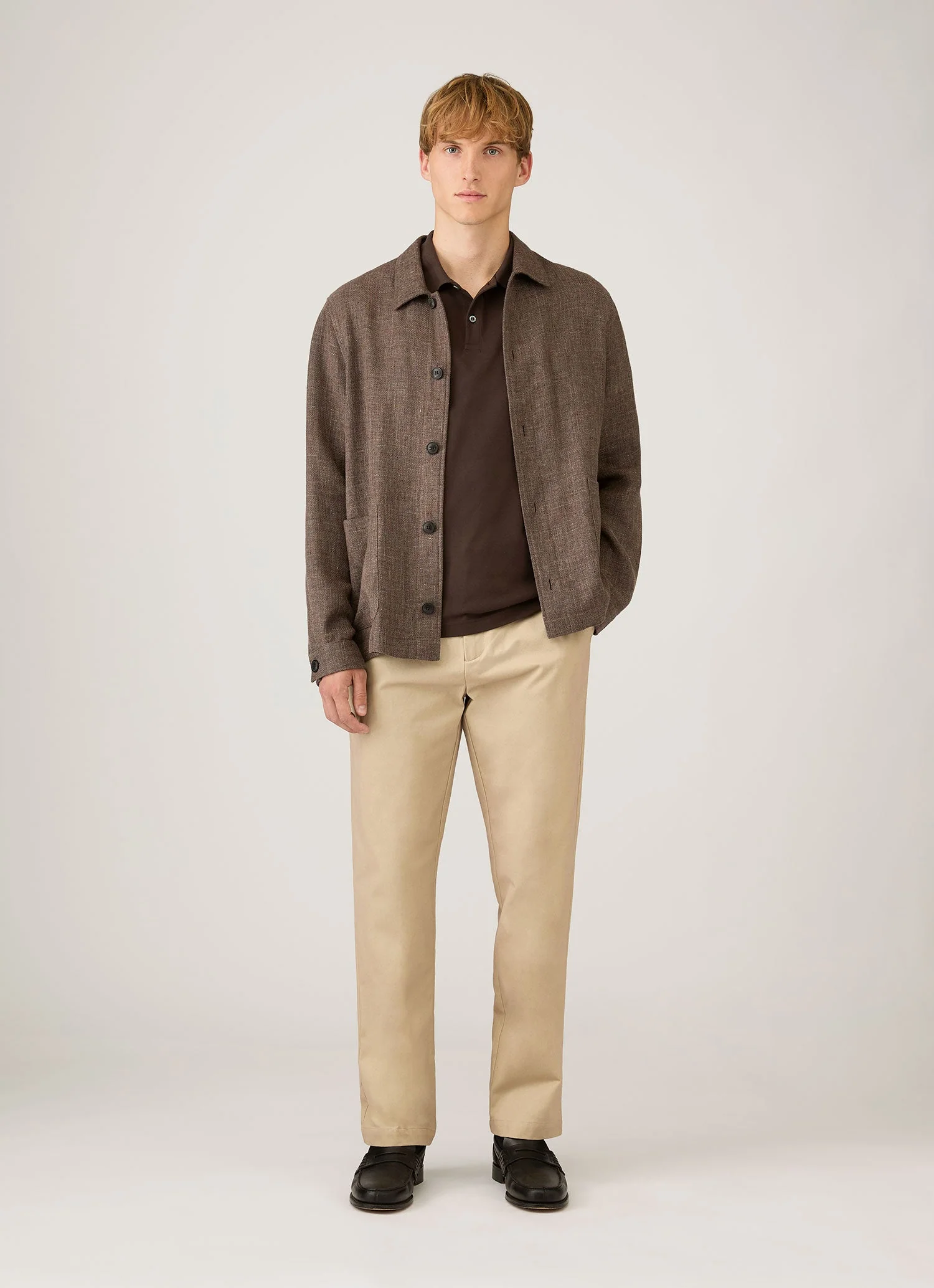 Men's Piqué Polo Shirt in Dark Chocolate - Image 3