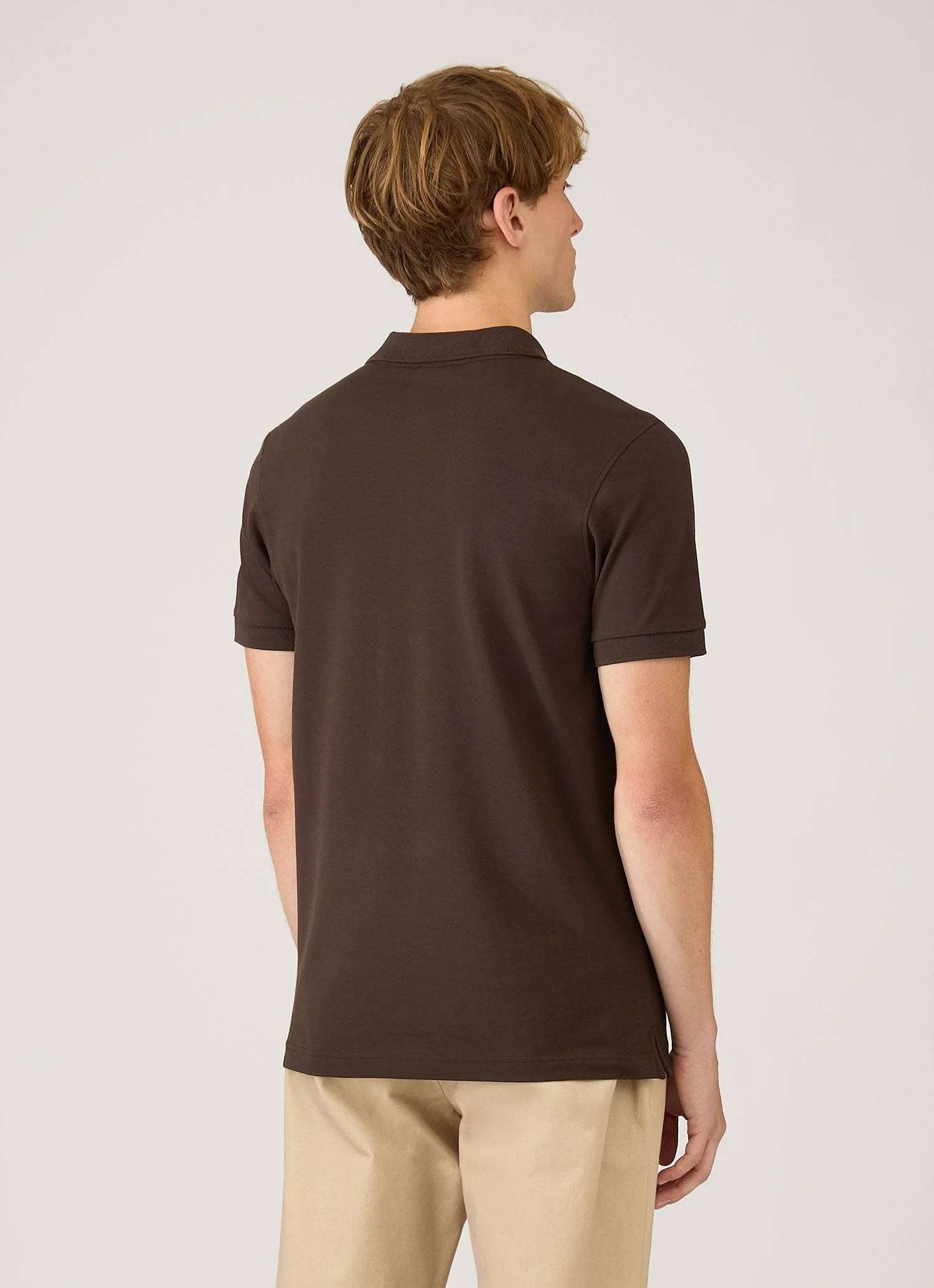 Men's Piqué Polo Shirt in Dark Chocolate - Image 5