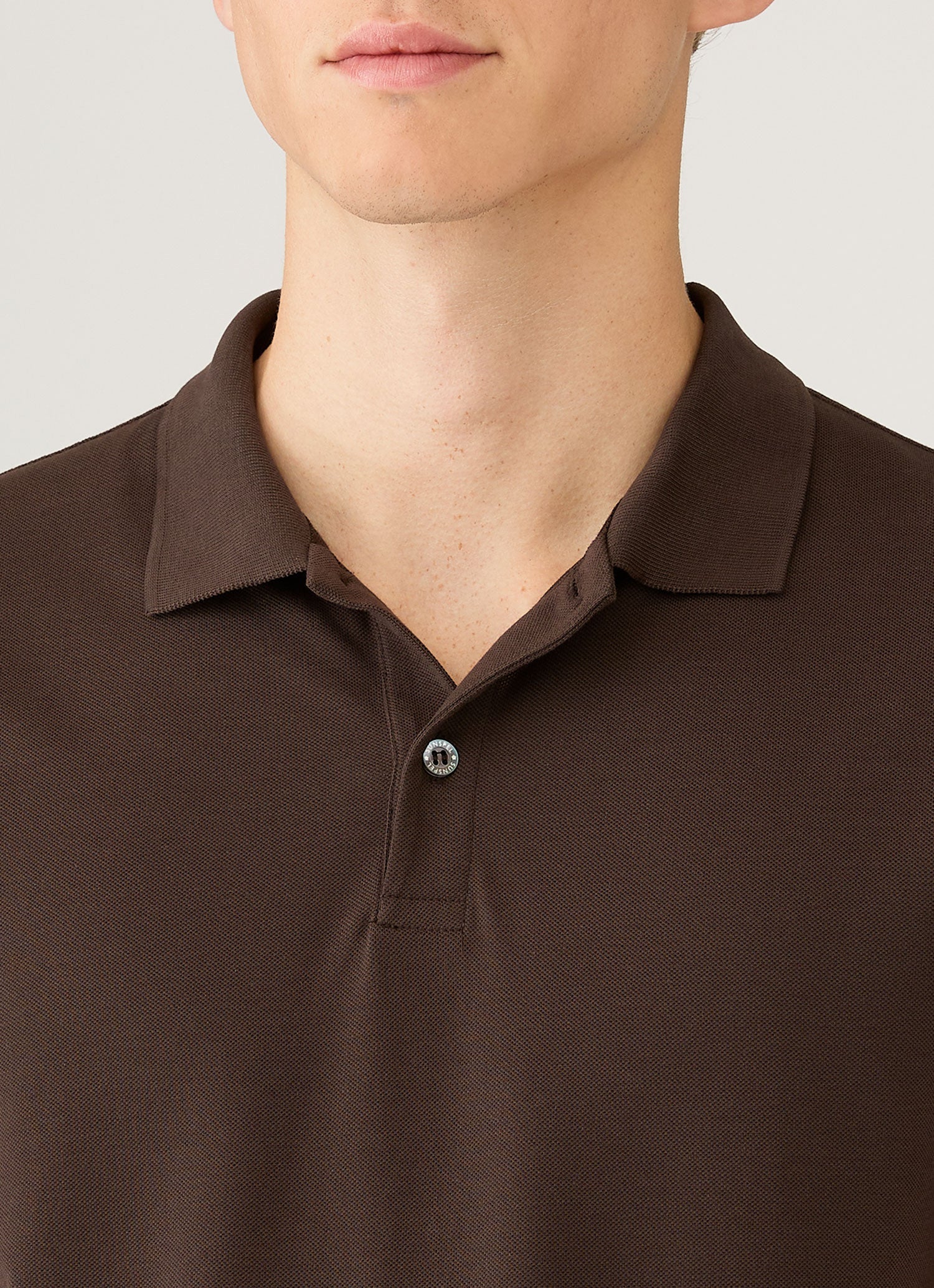 Men's Piqué Polo Shirt in Dark Chocolate - Image 6