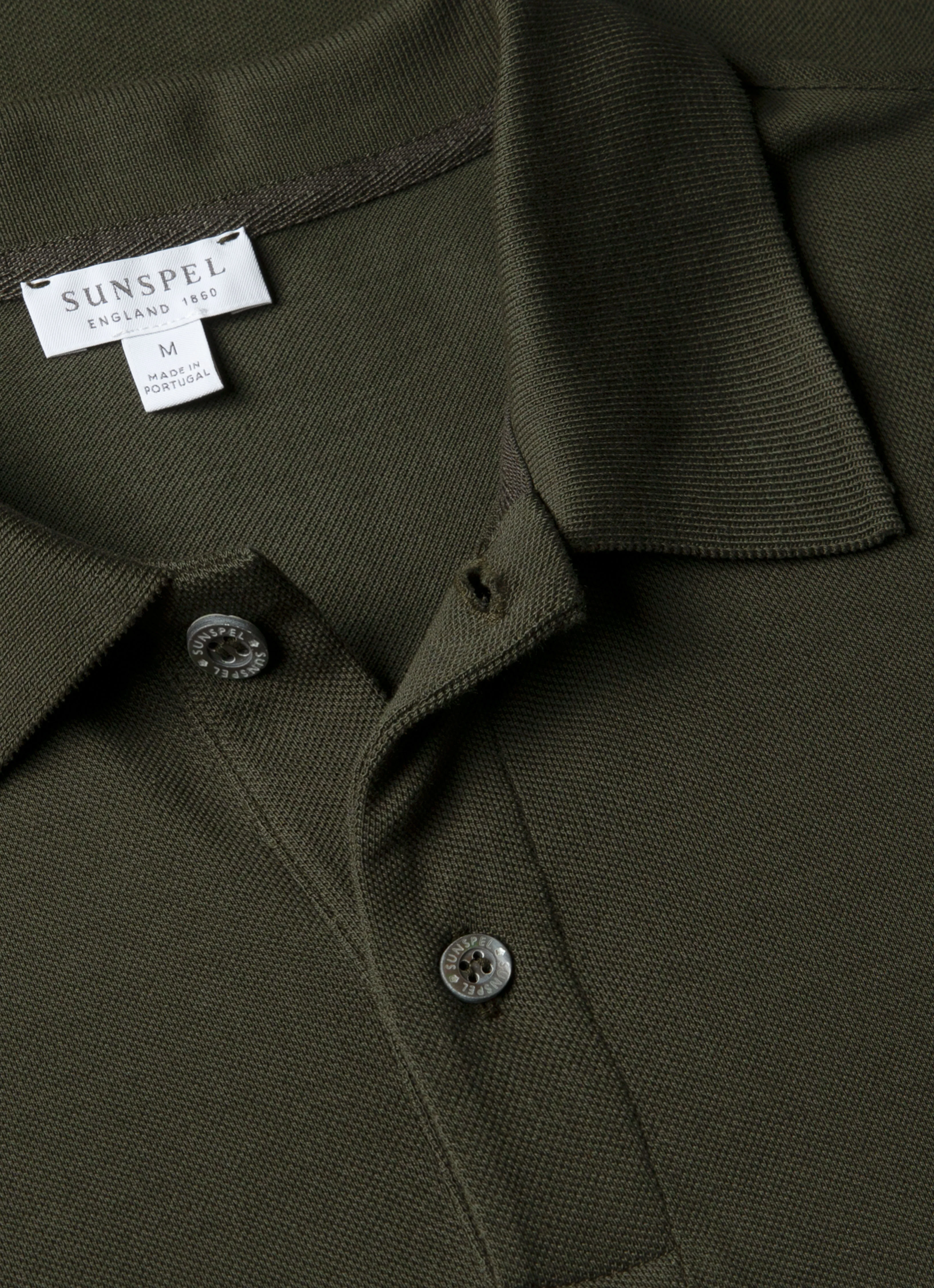 Men's Piqué Polo Shirt in Dark Green - Image 4