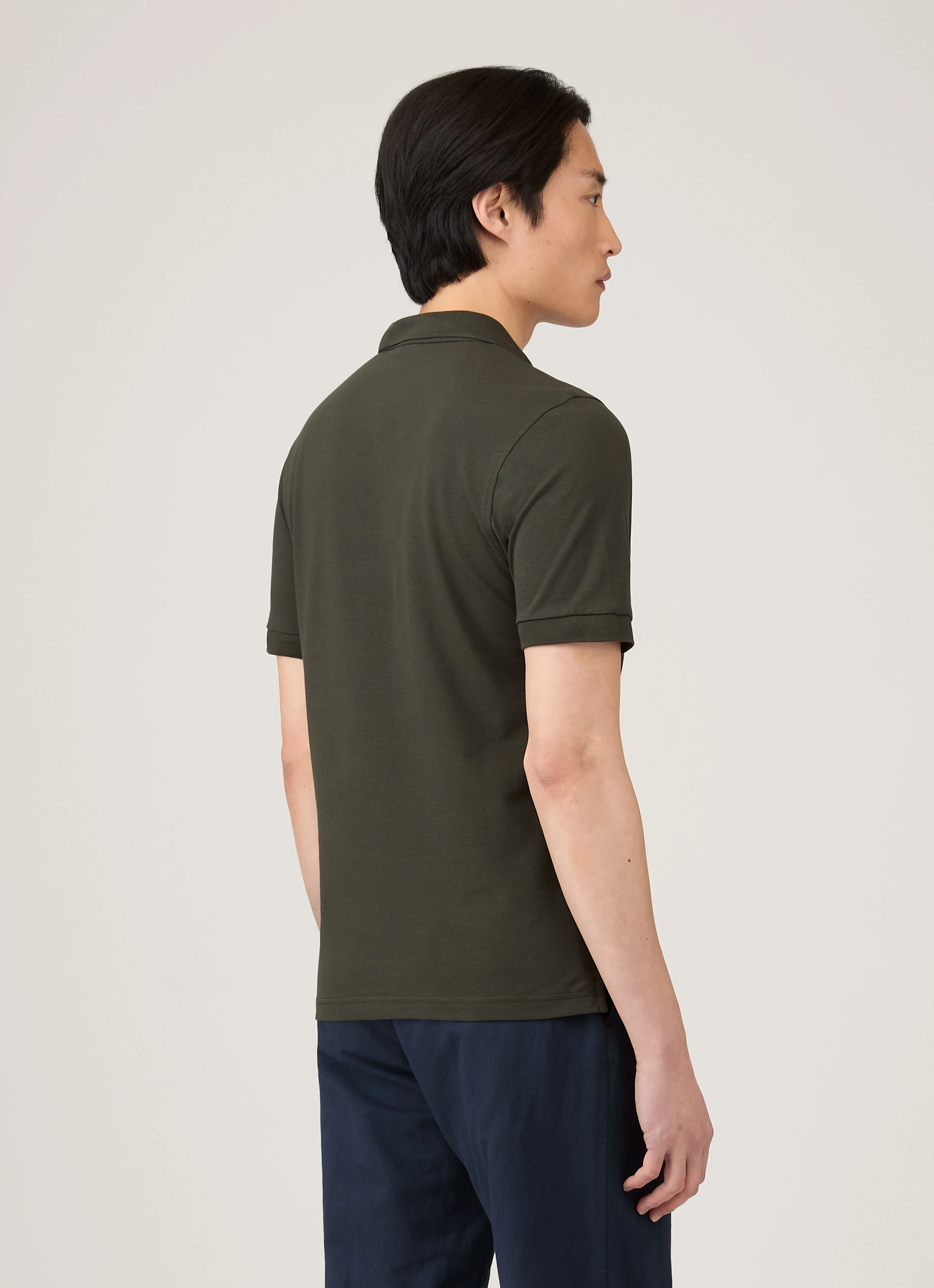 Men's Piqué Polo Shirt in Dark Green - Image 5