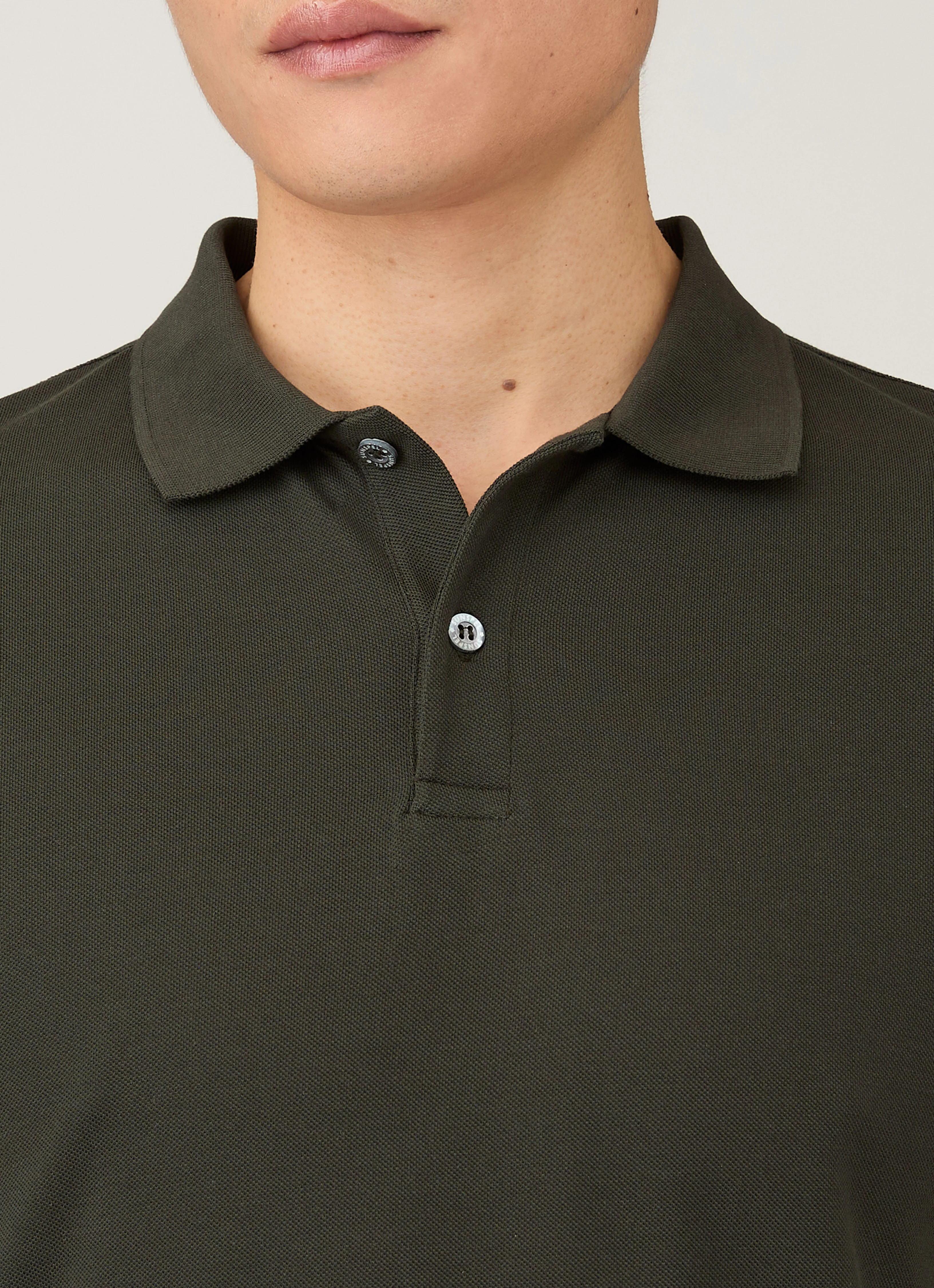 Men's Piqué Polo Shirt in Dark Green - Image 6