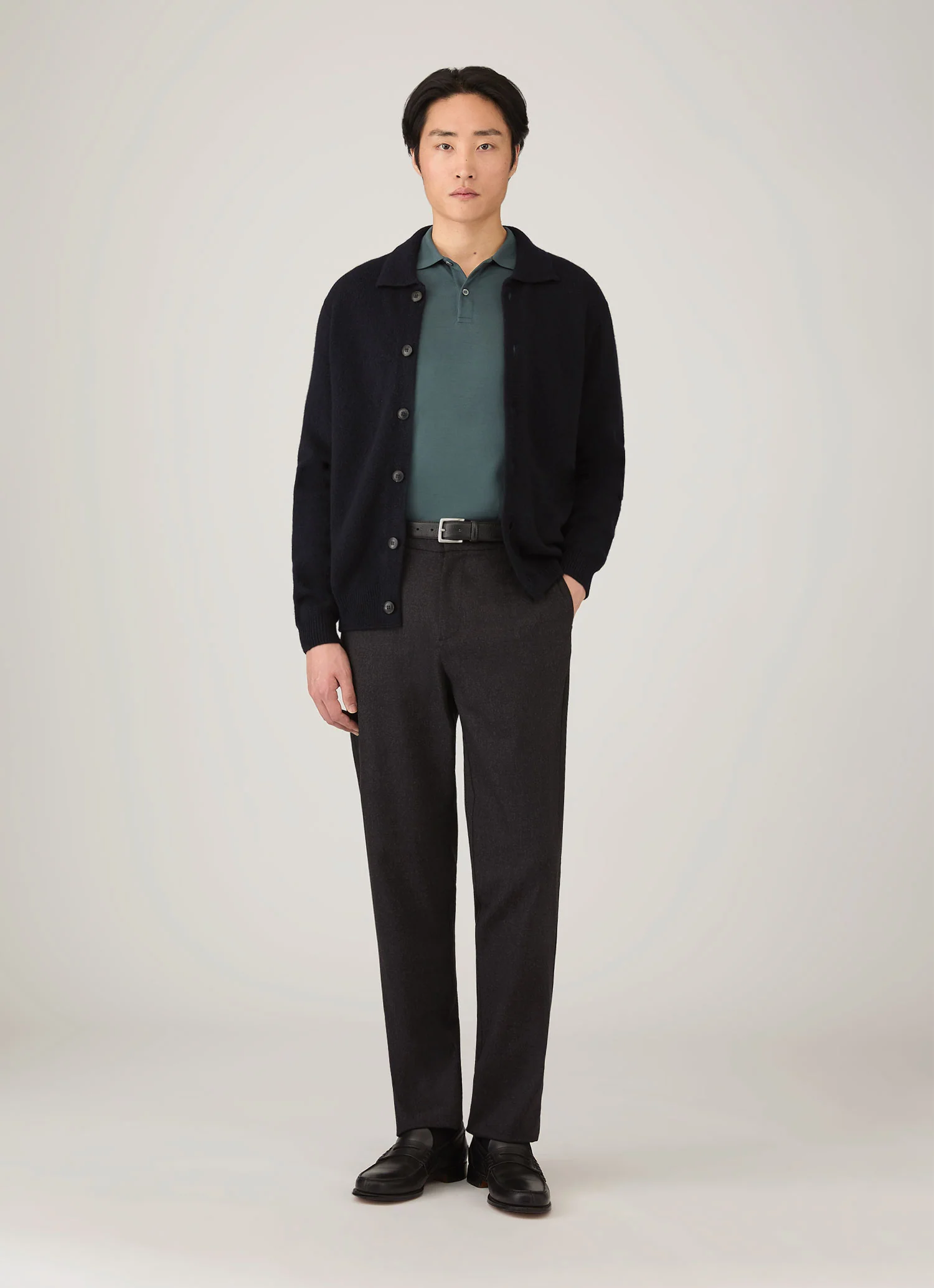 Men's Piqué Polo Shirt in Dark Petrol - Image 3