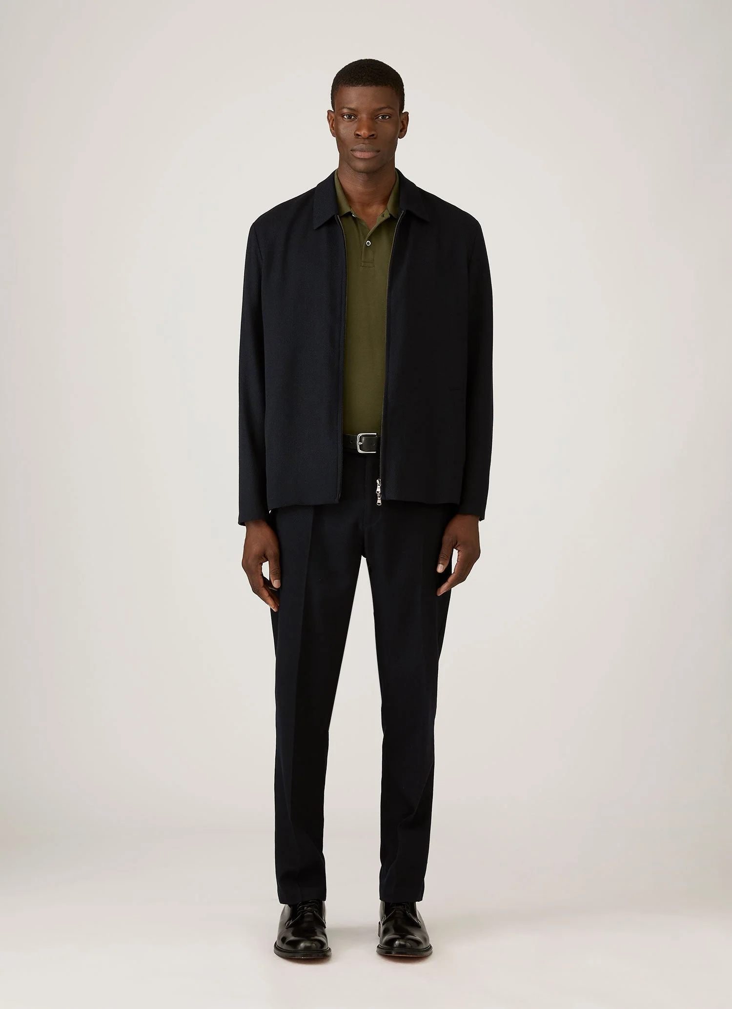 Men's Piqué Polo Shirt in Deep Olive - Image 3