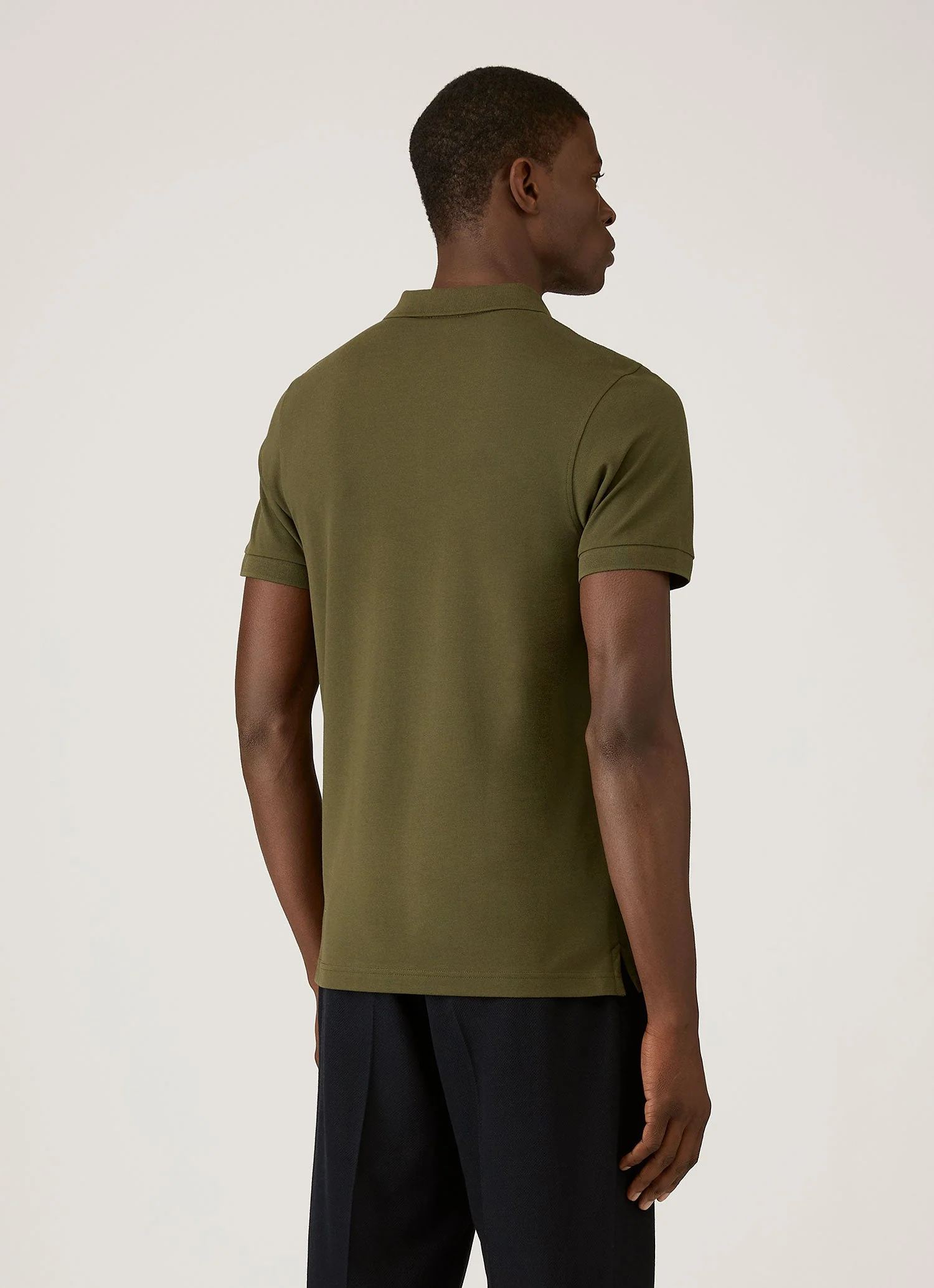 Men's Piqué Polo Shirt in Deep Olive - Image 5