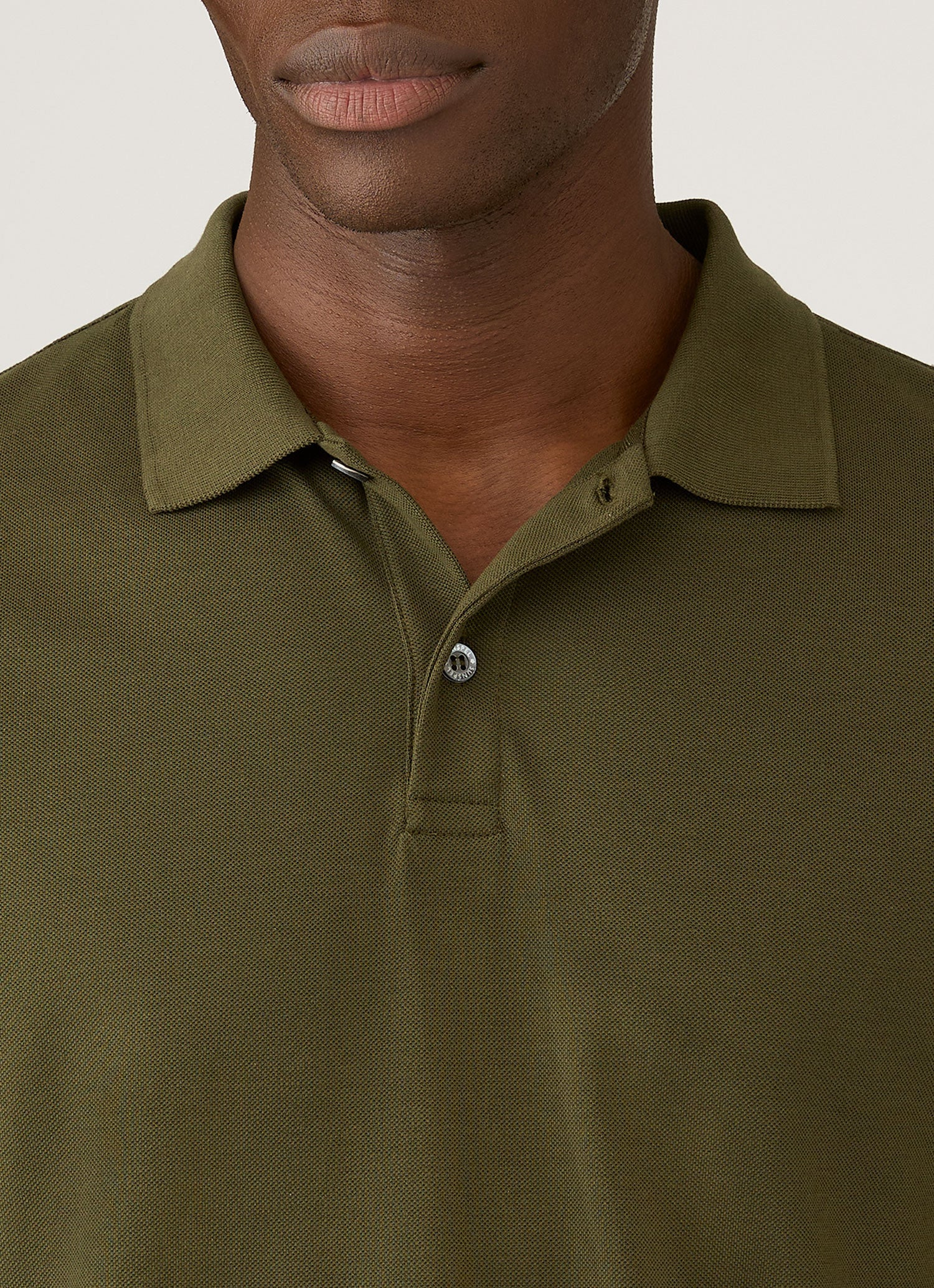 Men's Piqué Polo Shirt in Deep Olive - Image 6