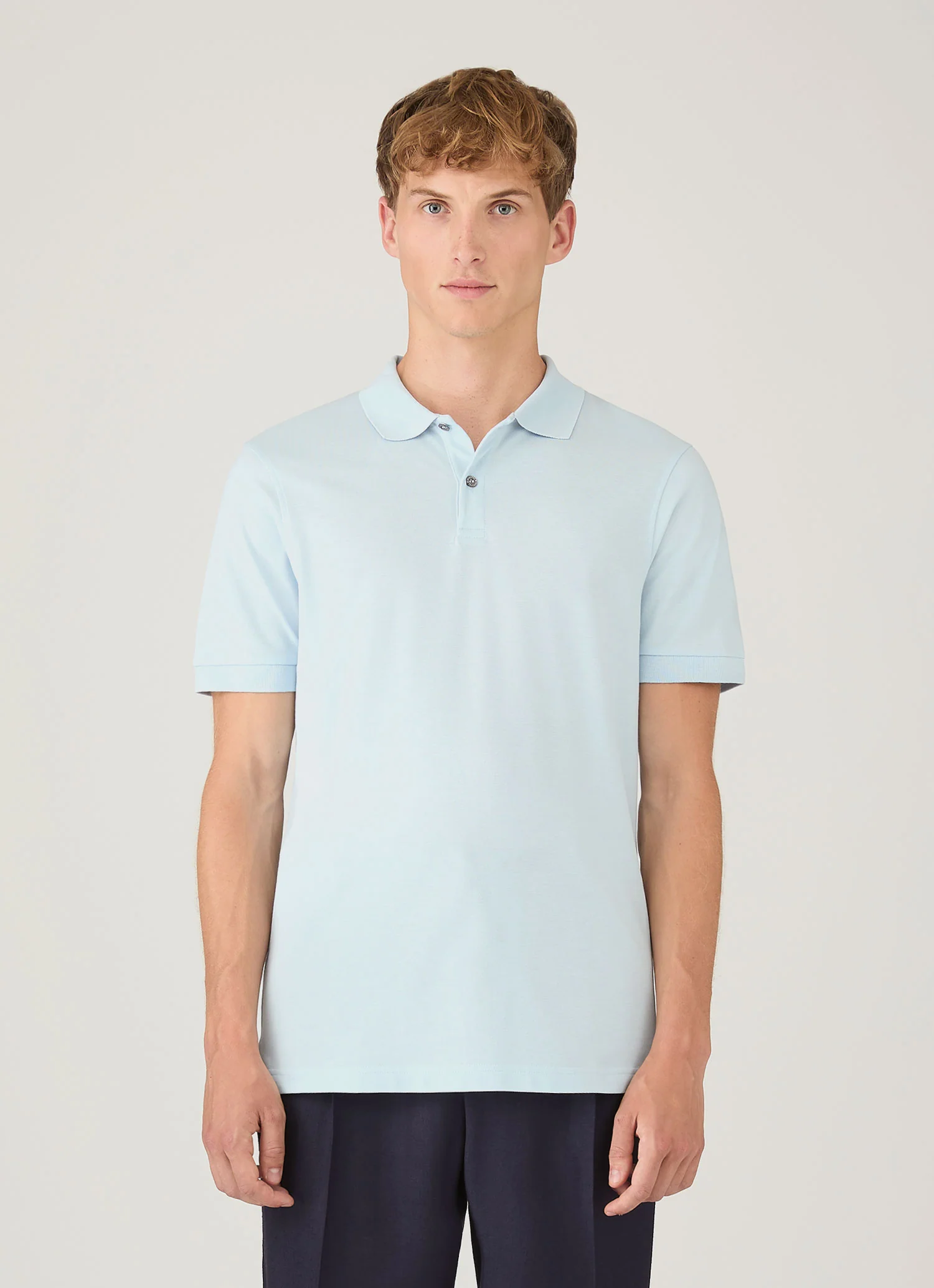 Men's Piqué Polo Shirt in Frost Blue - Image 2