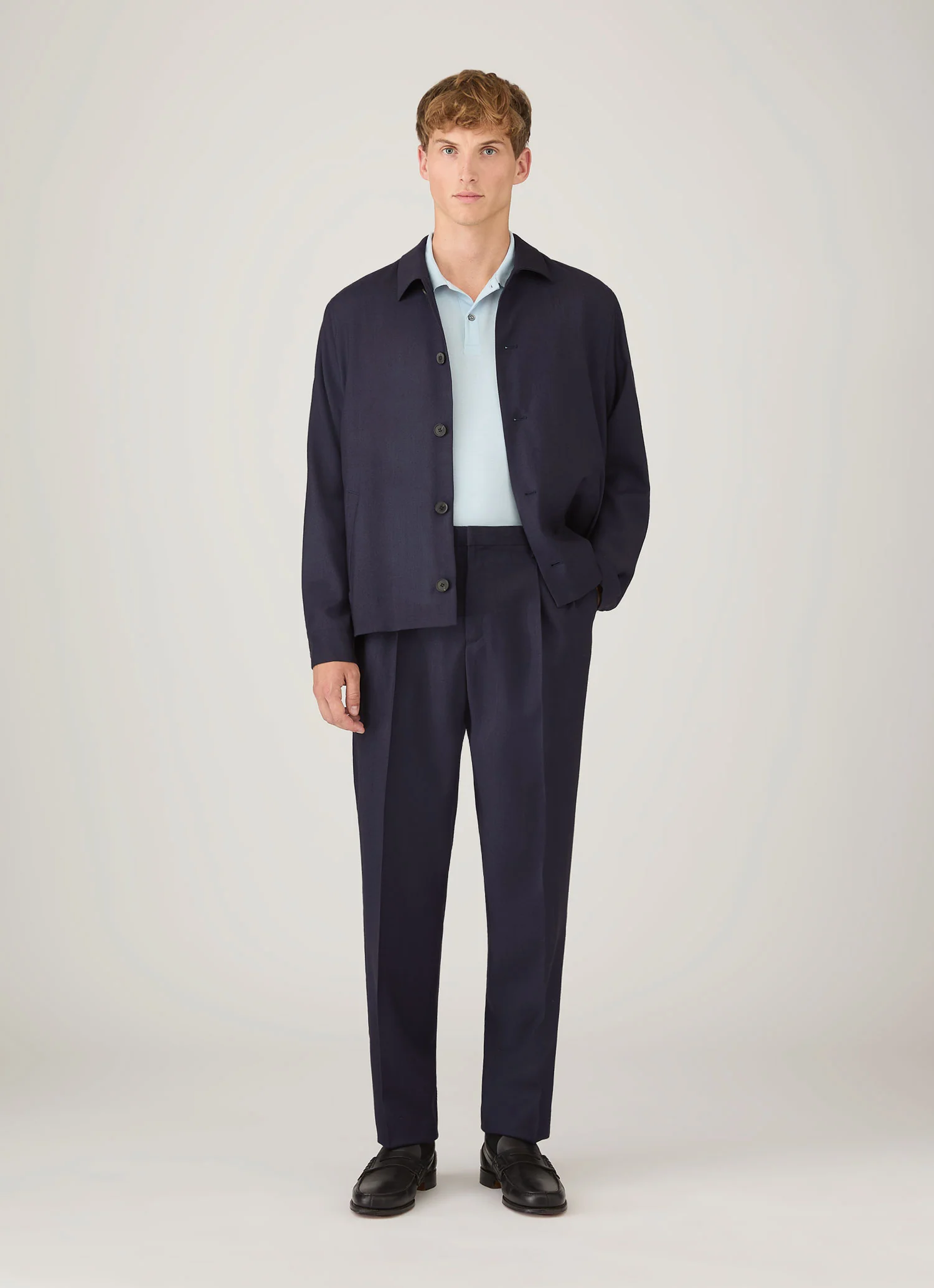 Men's Piqué Polo Shirt in Frost Blue - Image 3
