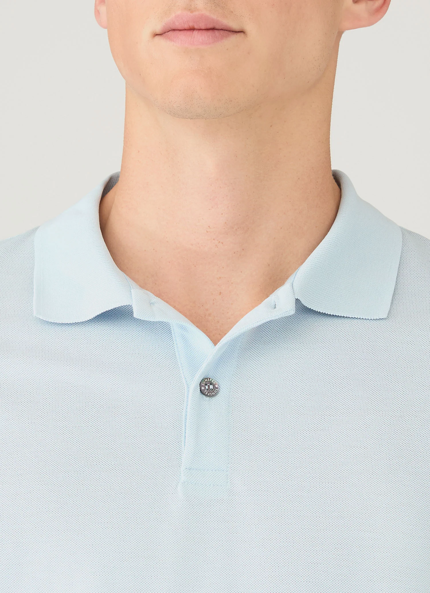 Men's Piqué Polo Shirt in Frost Blue - Image 6