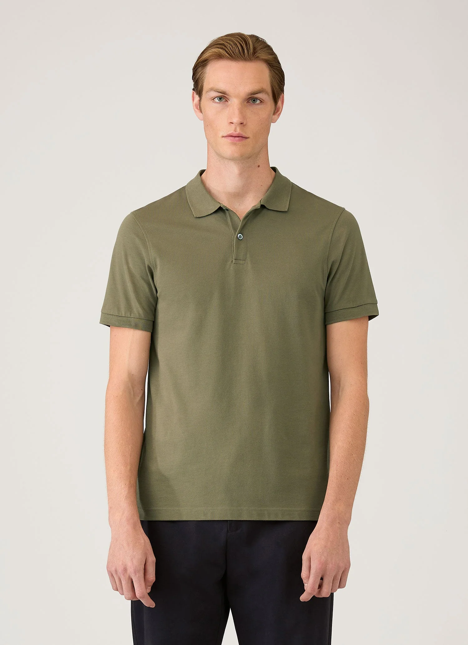 Men's Piqué Polo Shirt in Khaki - Image 2