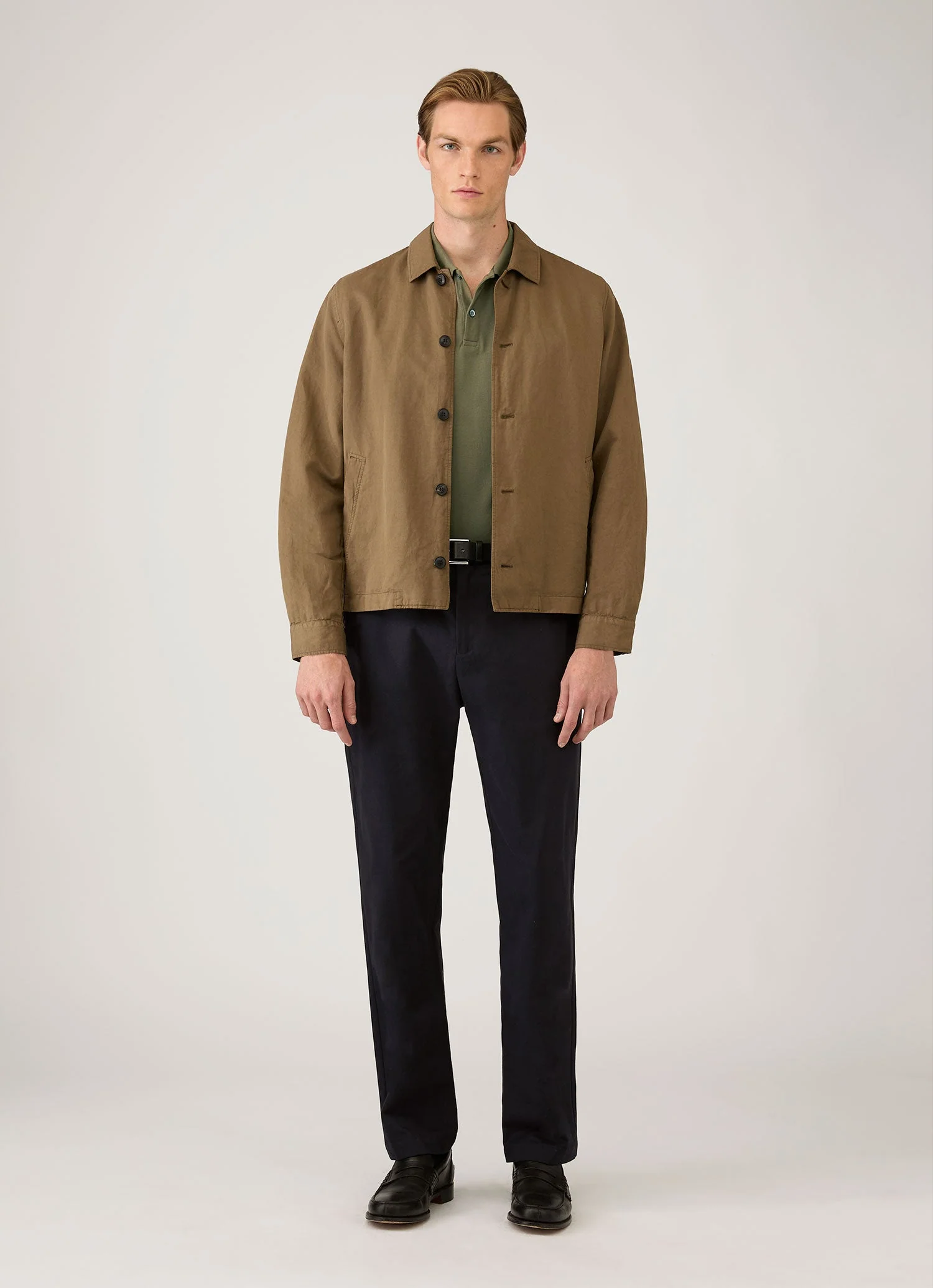 Men's Piqué Polo Shirt in Khaki - Image 3