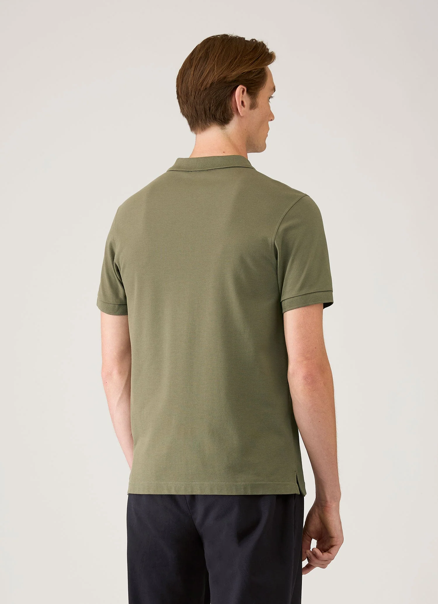 Men's Piqué Polo Shirt in Khaki - Image 5