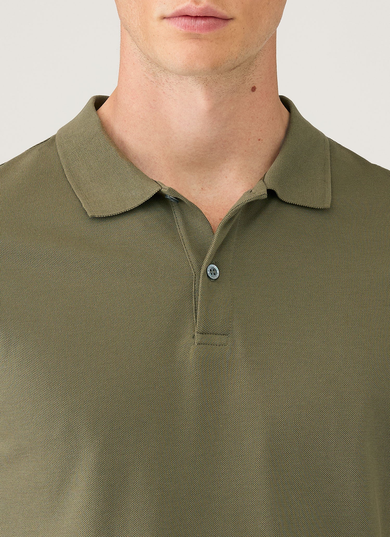 Men's Piqué Polo Shirt in Khaki - Image 6