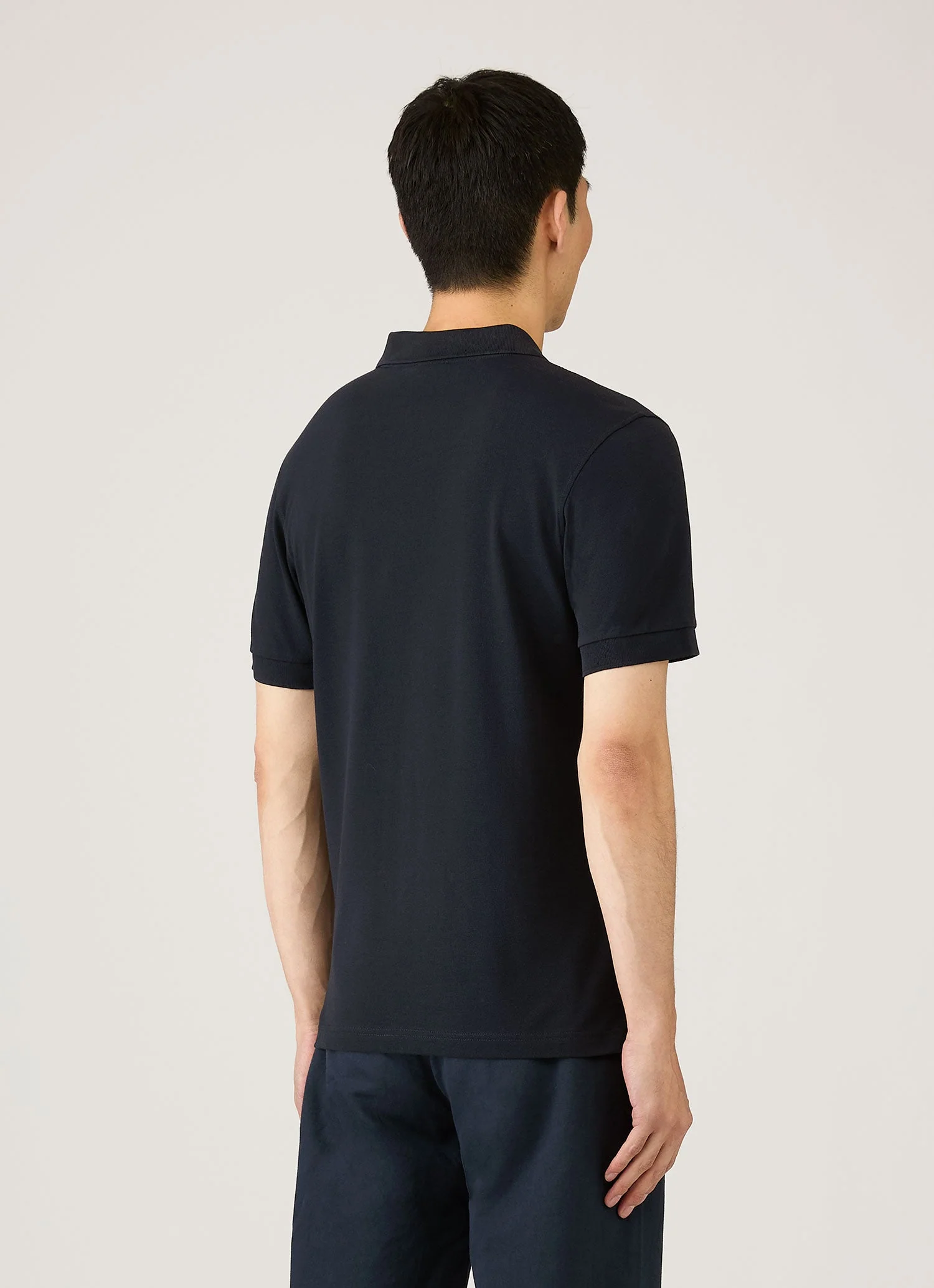 Men's Piqué Polo Shirt in Midnight Navy - Image 5
