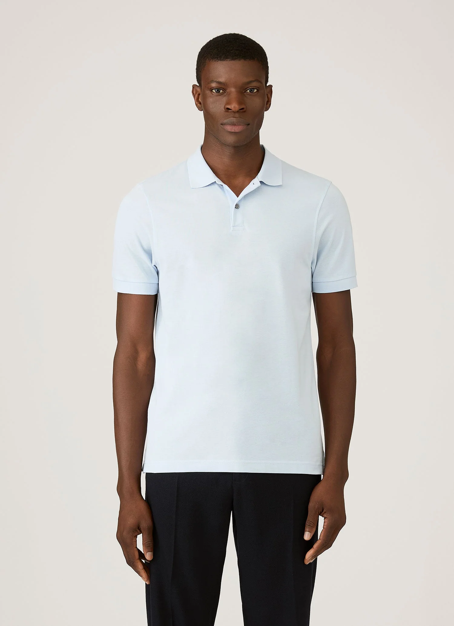 Men's Piqué Polo Shirt in Pastel Blue - Image 2