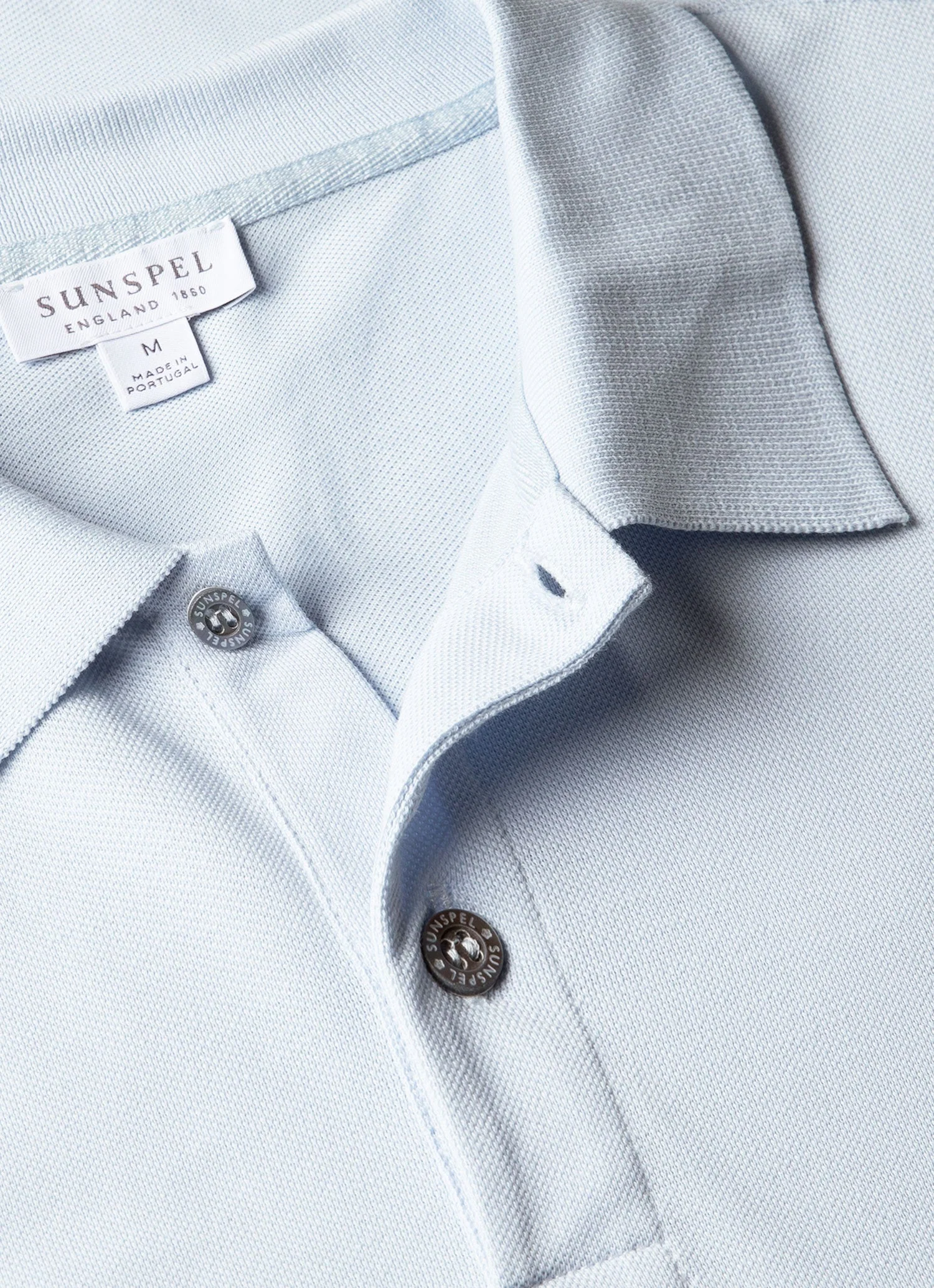 Men's Piqué Polo Shirt in Pastel Blue - Image 4